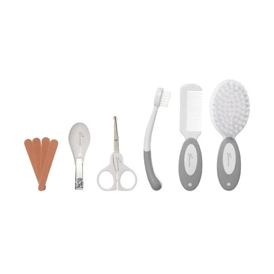 Dreambaby Essentials Deluxe (Ergo Handle) 10 pcs Grooming Kit in Clear Hard Case - Grey - mezetto ebebek ebebek