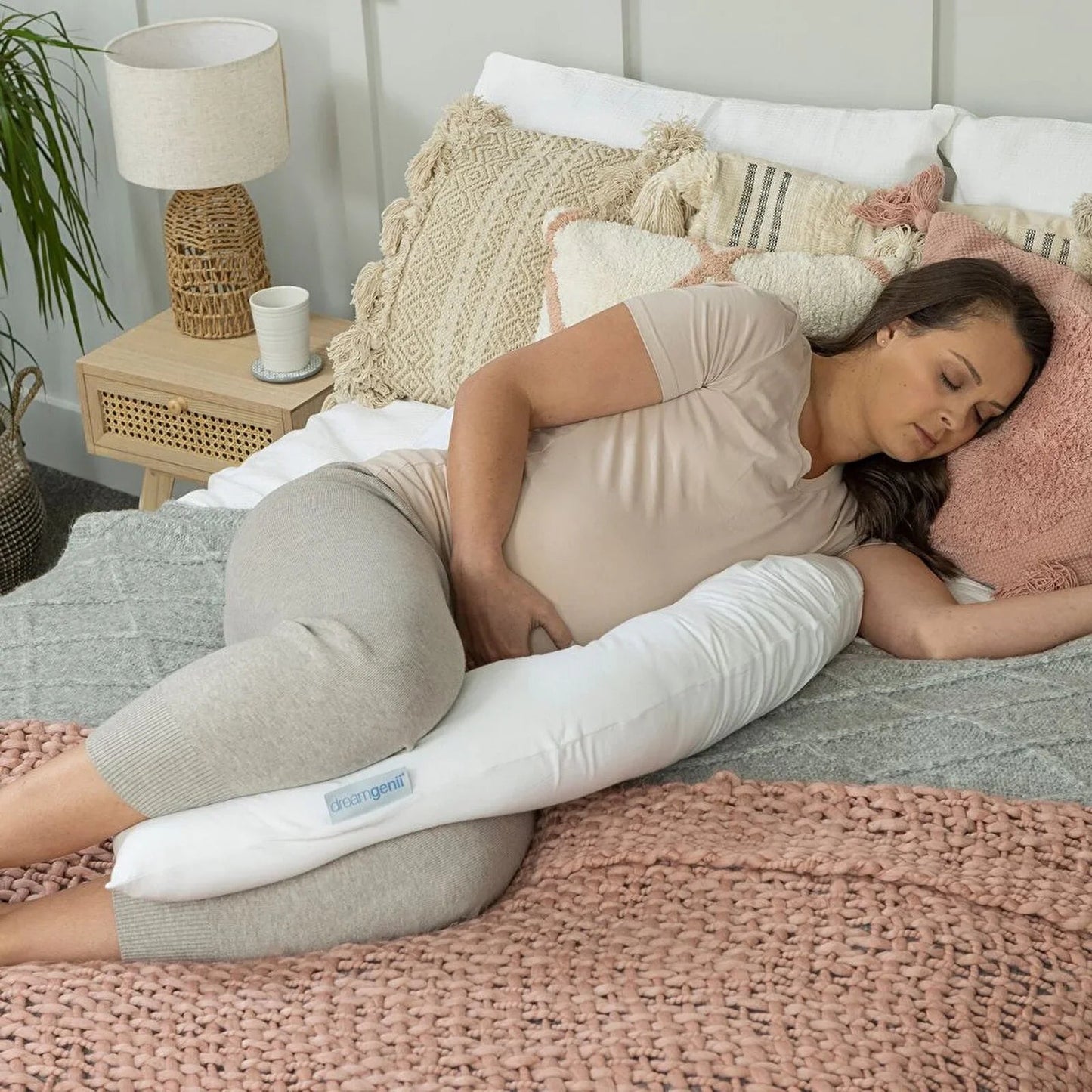 Dreamgenii Support and Feeding Pillow Spare Cover - White Cotton Jersey - mezetto ebebek ebebek