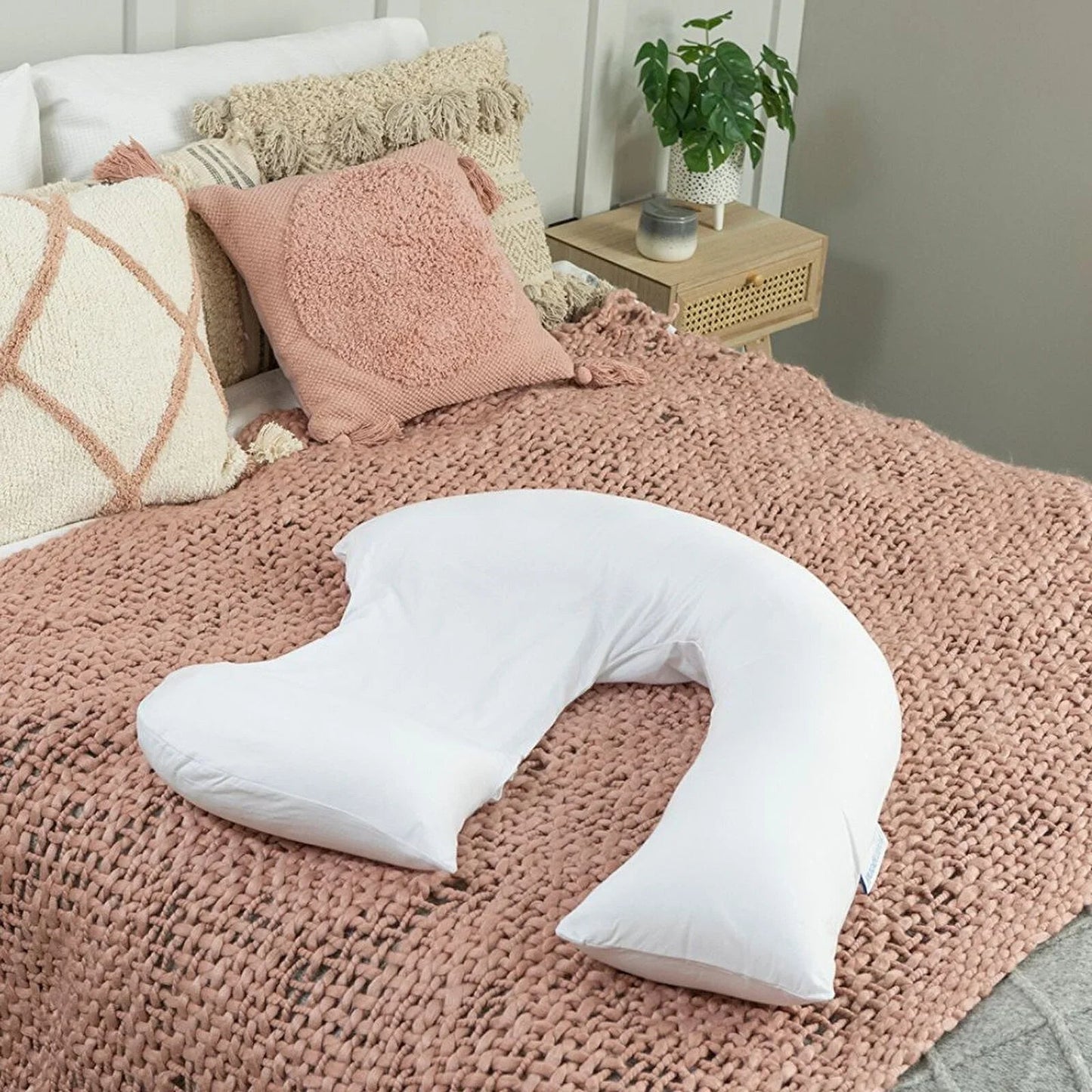 Dreamgenii Support and Feeding Pillow - White Cotton Jersey - mezetto ebebek ebebek