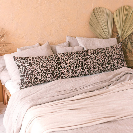 MINICAMP Leopard Lumbar Pillow from Natural Linen
