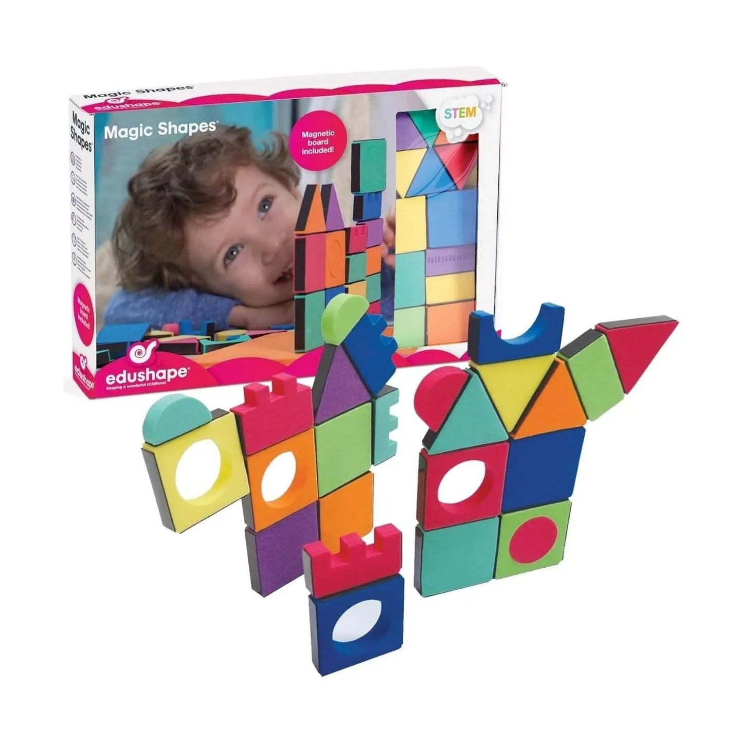 Edushape Magnetic Shapes with Board, 54 pcs - mezetto ebebek ebebek