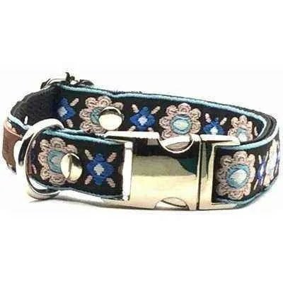 Elegant Cotton Dog Collar with Personalised Engraved Charm by Lollipollipocket - mezetto
