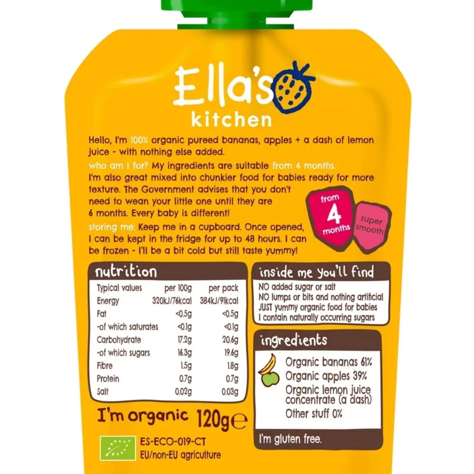 Ella's Kitchen Bananas & Apples 4+ months 120g - mezetto ebebek ebebek