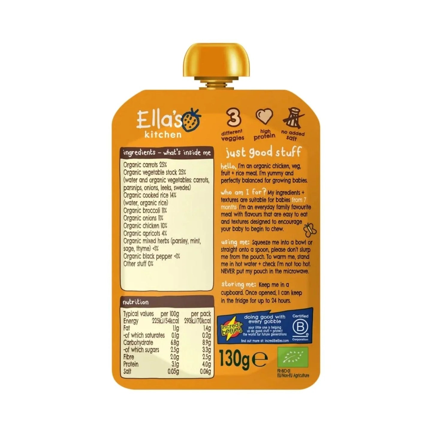 Ella's Kitchen Chicken Casserole with Rice 7+ months 130g - mezetto ebebek ebebek