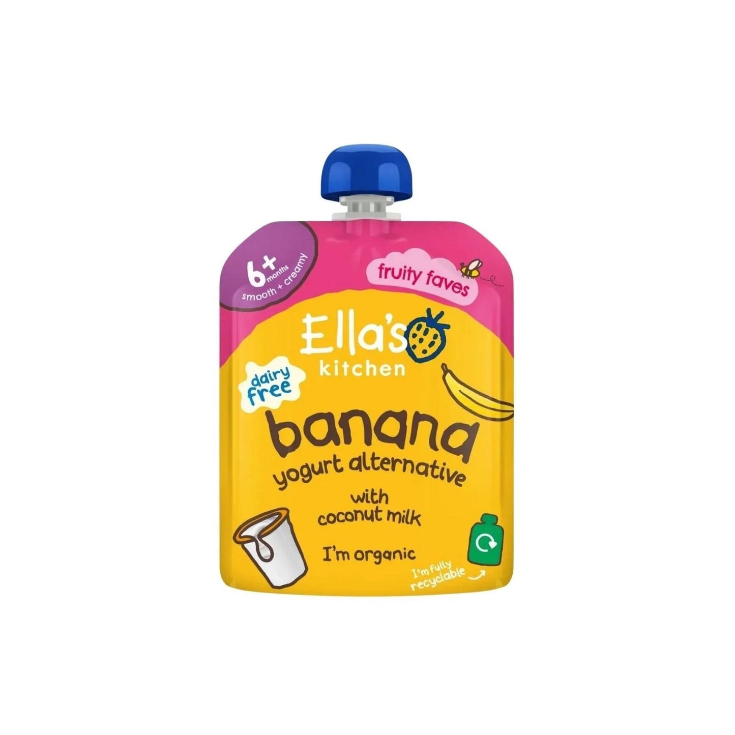 Ella's Kitchen Dairy Free Banana Yogurt Pouch 6+ months 90g - mezetto ebebek ebebek
