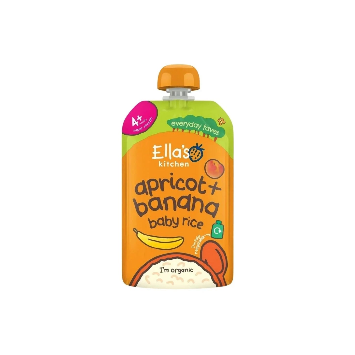 Ella's Kitchen Organic Apricot & Banana Baby Rice Baby Food Pouch 4+ months 120g - mezetto ebebek ebebek