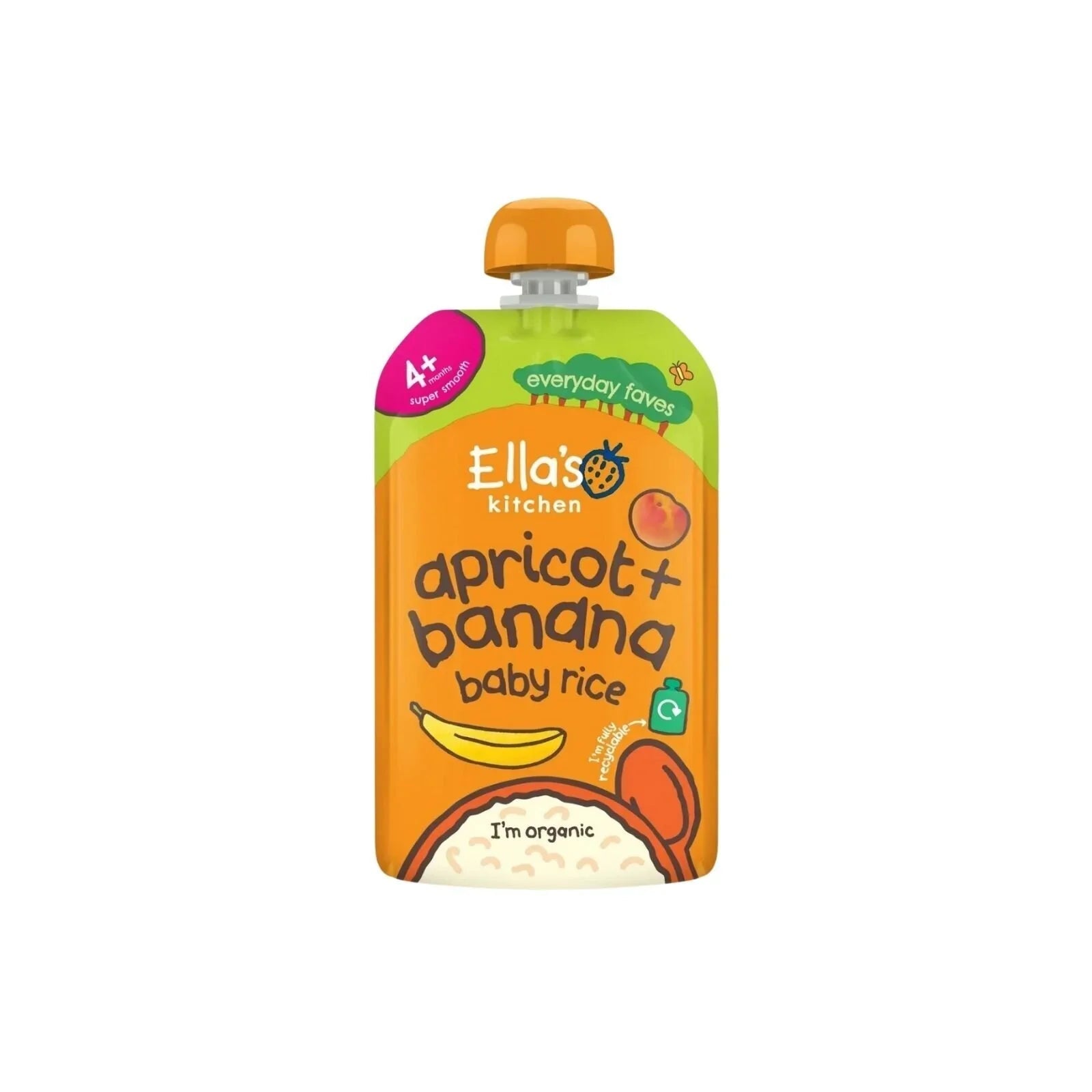 Ella's Kitchen Organic Apricot & Banana Baby Rice Baby Food Pouch 4+ months 120g - mezetto ebebek ebebek
