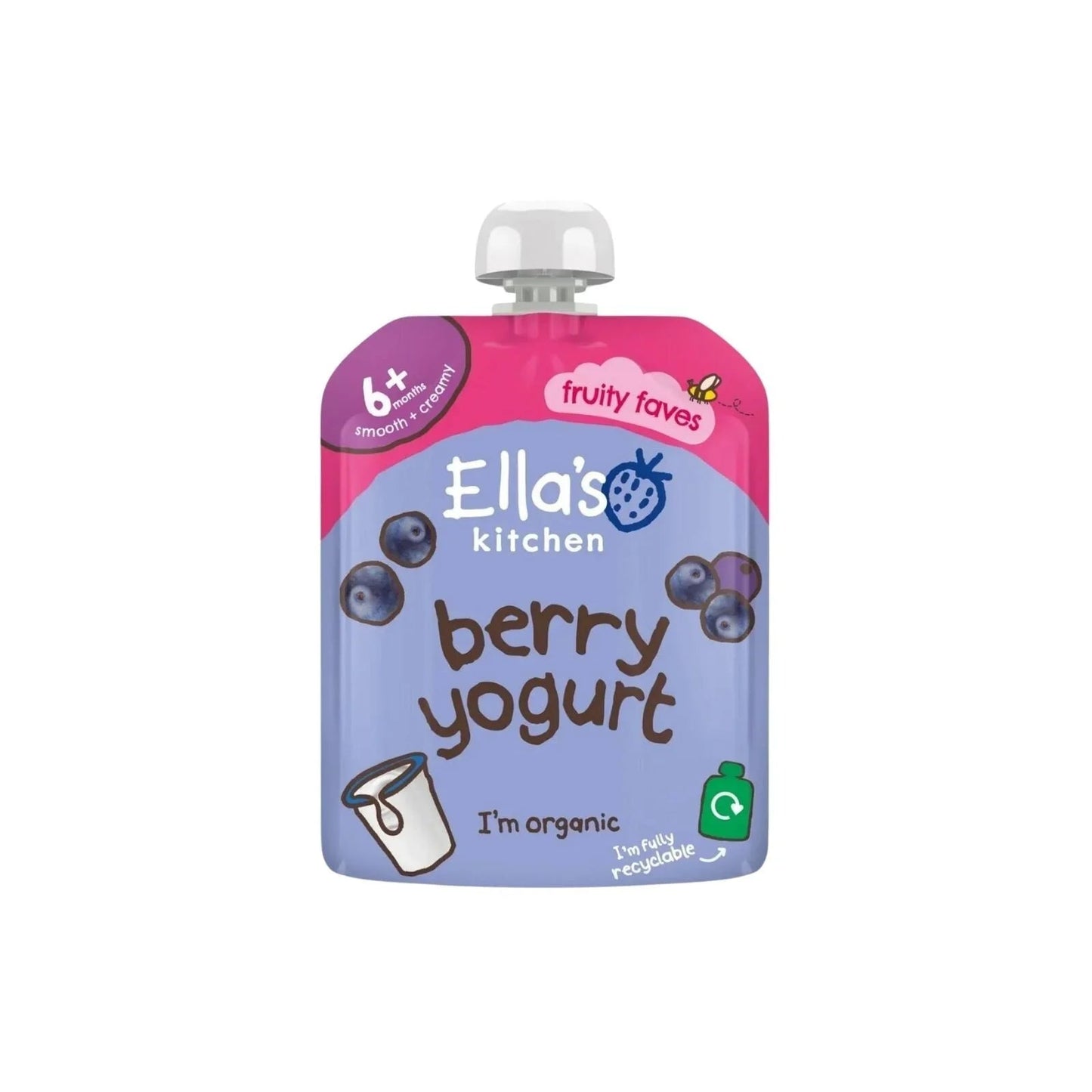 Ella's Kitchen Organic Berry Greek Style Yoghurt Baby Food Pouch 6+ months 90g - mezetto ebebek ebebek