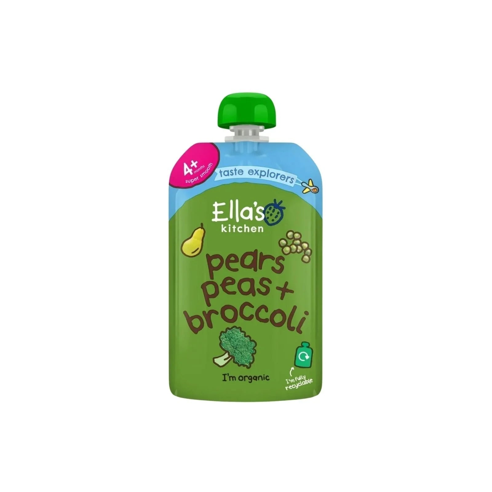 Ella's Kitchen Organic Broccoli Pears & Peas Pouch 4+ months 120g - mezetto ebebek ebebek