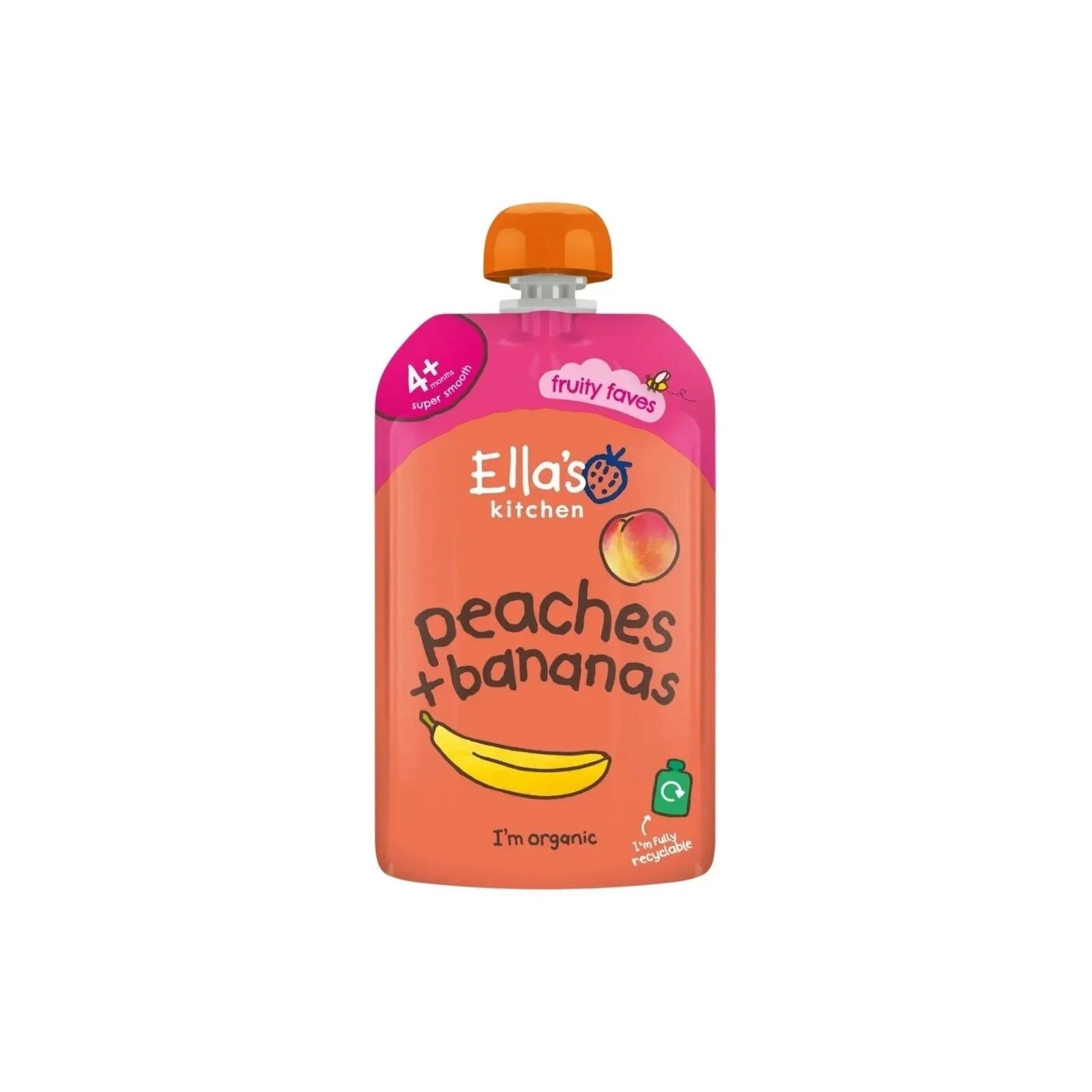 Ella's Kitchen Organic Peaches & Bananas Baby Food Pouch 4+ months 120g - mezetto ebebek ebebek