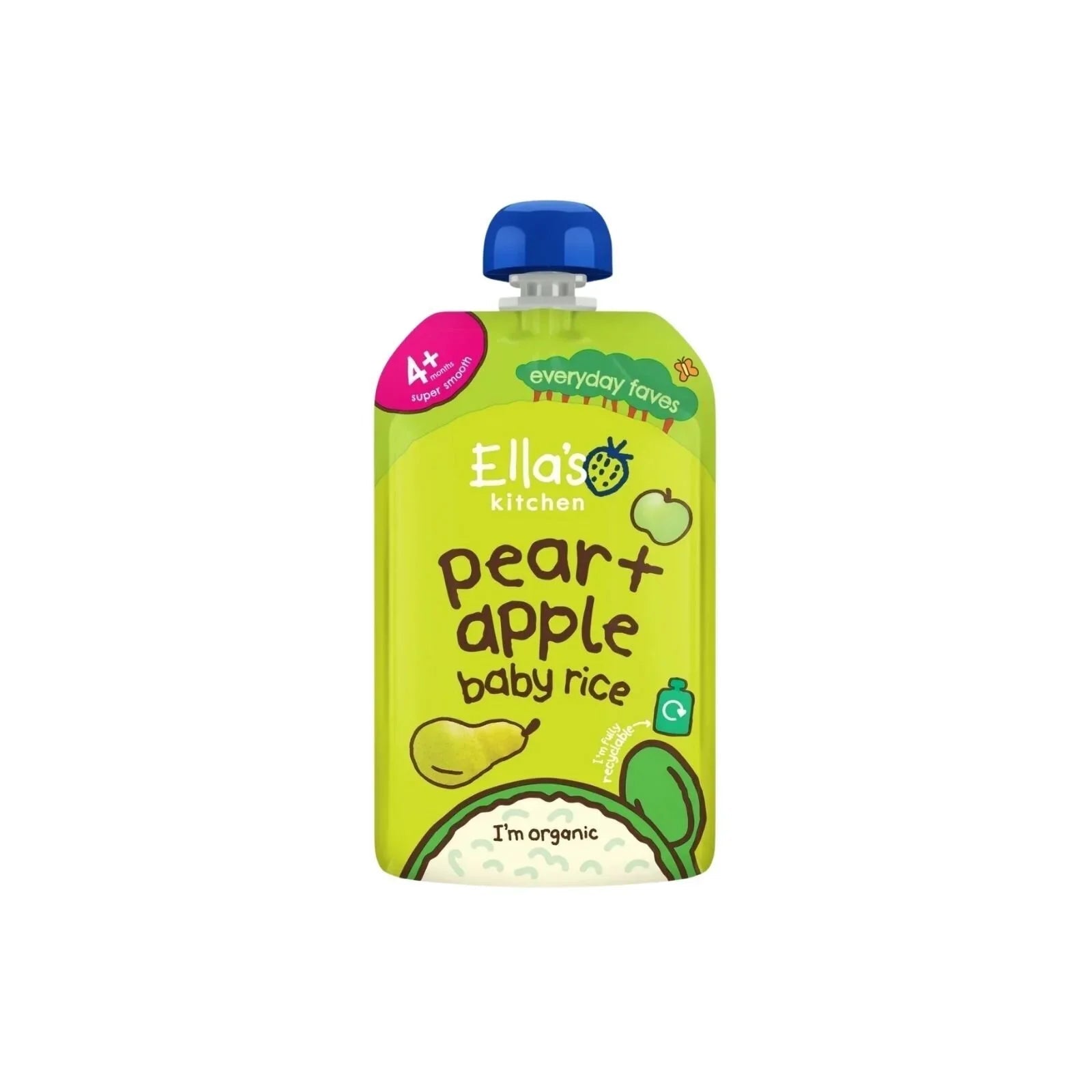 Ella's Kitchen Organic Pear & Apple Baby Rice Baby Pouch 4+ months 120g - mezetto ebebek ebebek