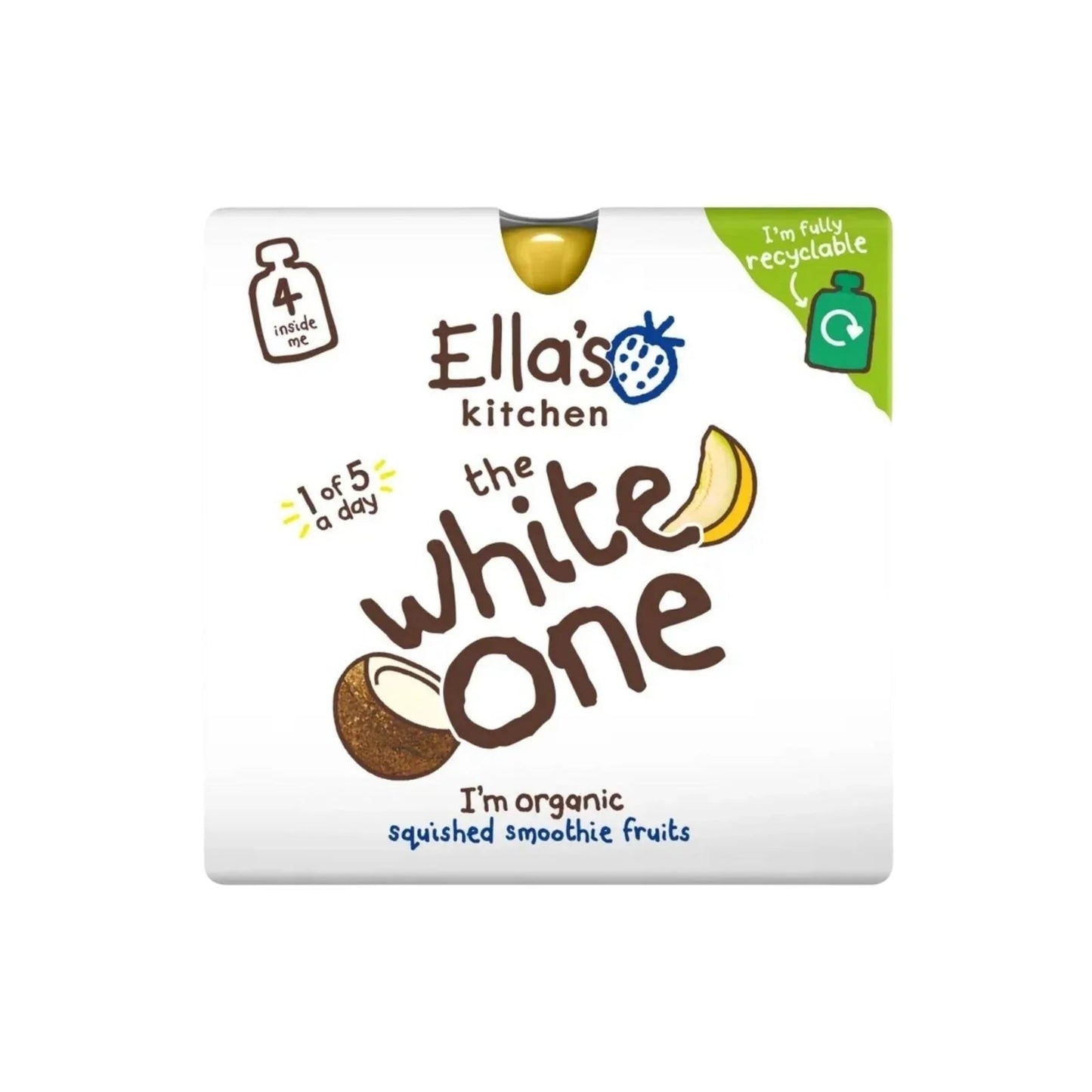 Ella's Kitchen Organic Smoothie The White One Multipack Baby Food Pouch 6+ months 450g (5x90g) - mezetto ebebek ebebek
