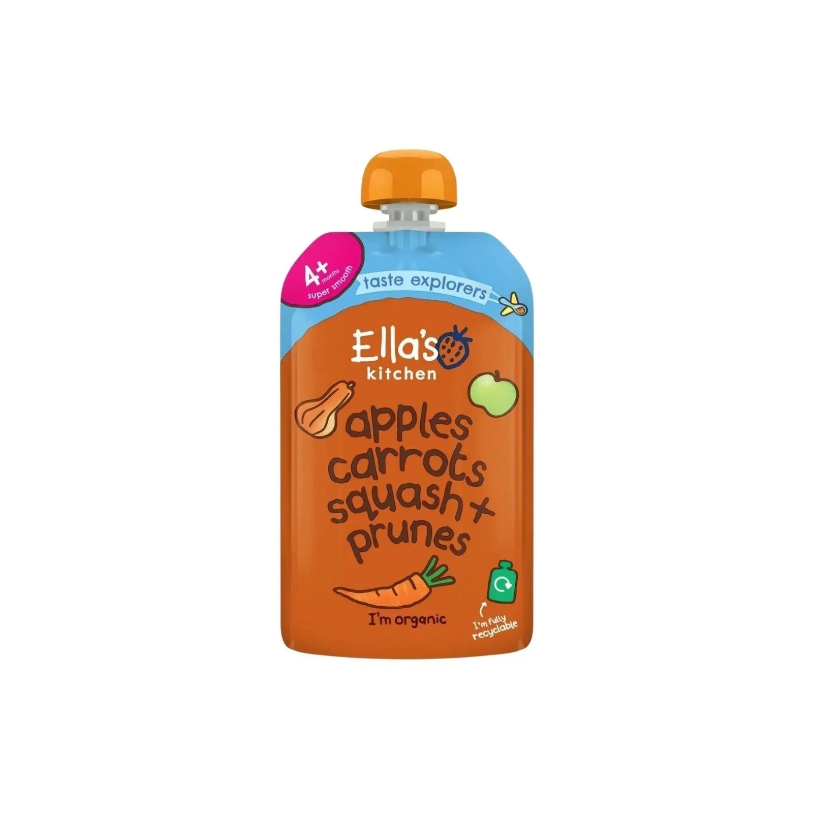 Ella's Kitchen Organic Squash Carrots Apples & Prunes Pouch 4+ months 120g - mezetto ebebek ebebek