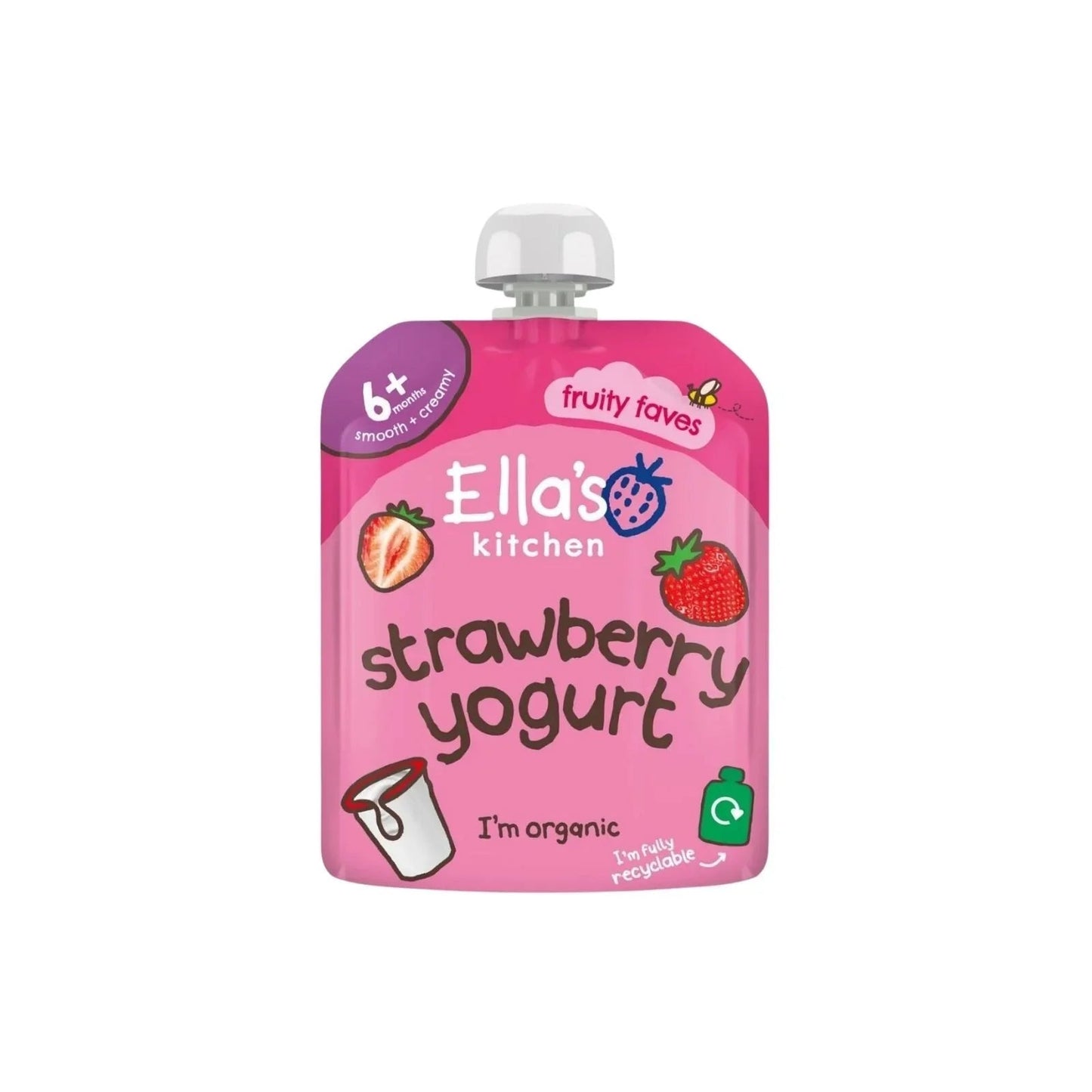 Ella's Kitchen Organic Strawberry Greek Style Yoghurt Baby Food Pouch 6+ months 90g - mezetto ebebek ebebek