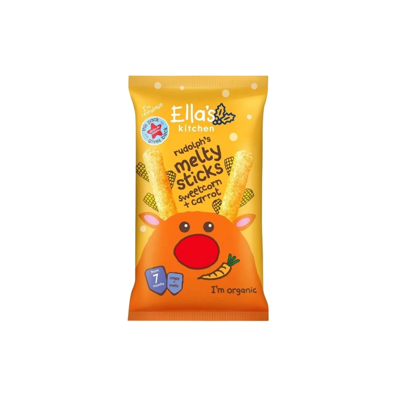 Ella's Kitchen Organic Sweetcorn & Carrot Melty Sticks Baby Snack 7+ months 16g - mezetto ebebek ebebek