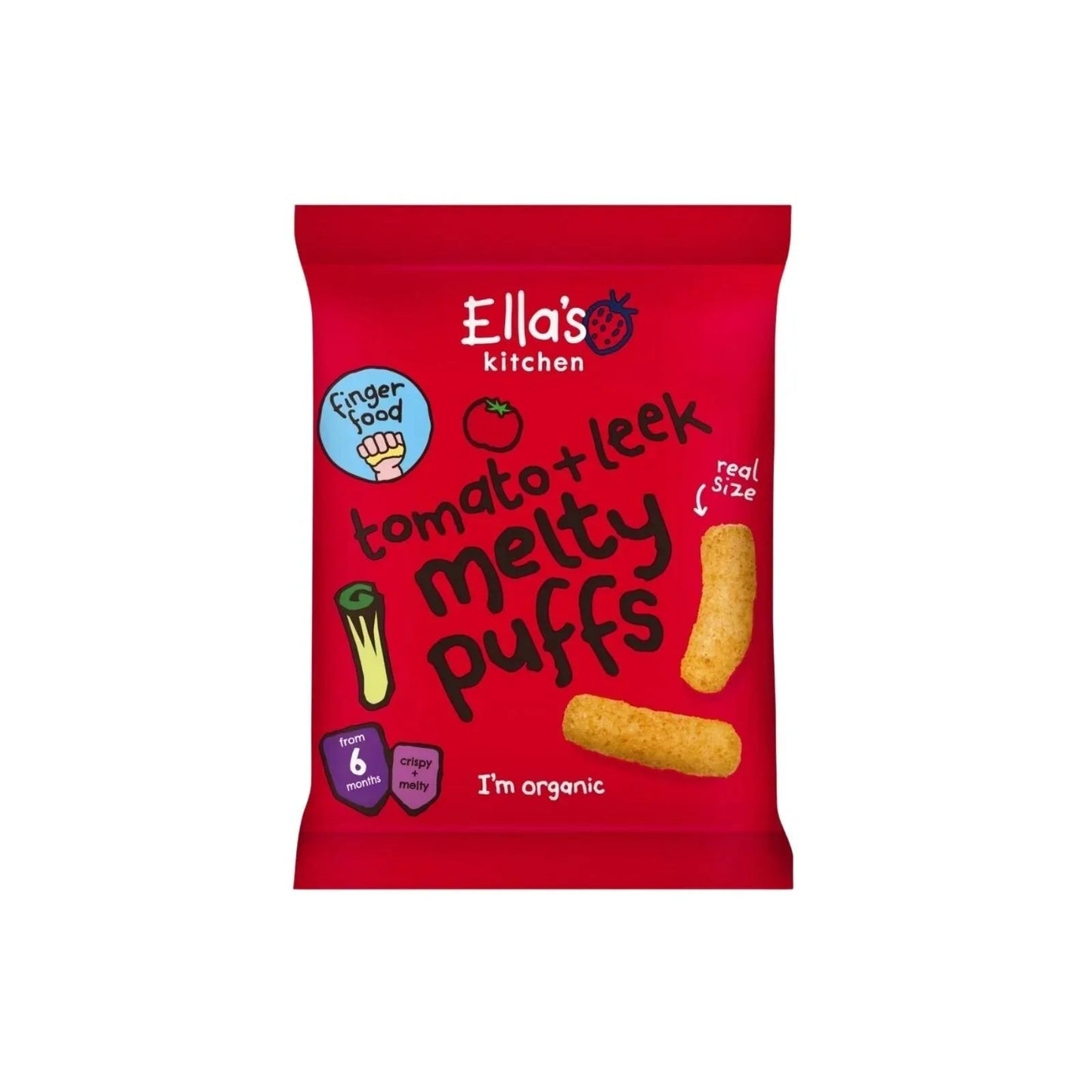 Ella's Kitchen Organic Tomato & Leek Melty Puffs Baby Snack 6+ months 20g - mezetto ebebek ebebek