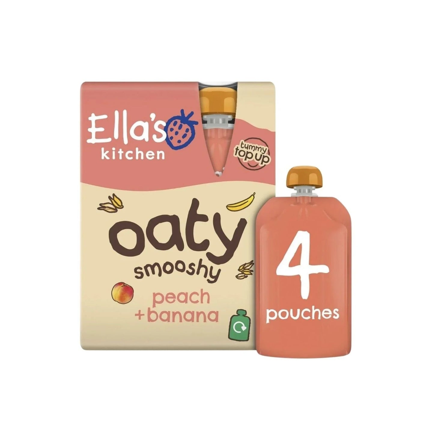 Ella's Kitchen Peach & Banana Oaty Smooshy 12+ months 360g (4x90g) - mezetto ebebek ebebek