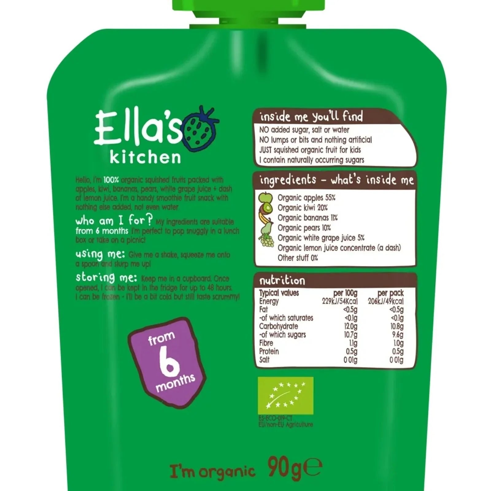 Ella's Kitchen Smoothie The Green One 6+ months 90g - mezetto ebebek ebebek