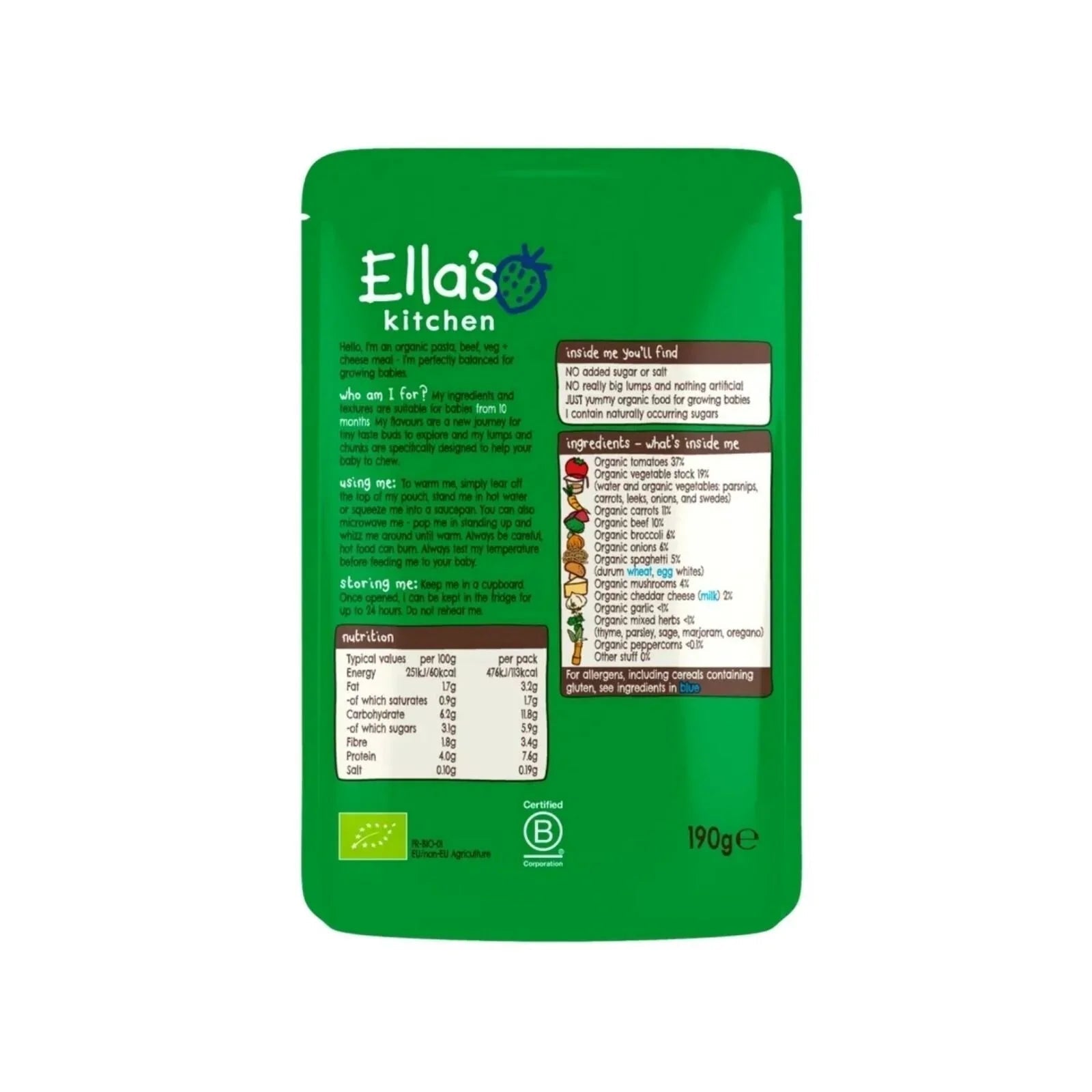 Ella's Kitchen Spaghetti Bolognese with Cheese 10+ months 190g - mezetto ebebek ebebek