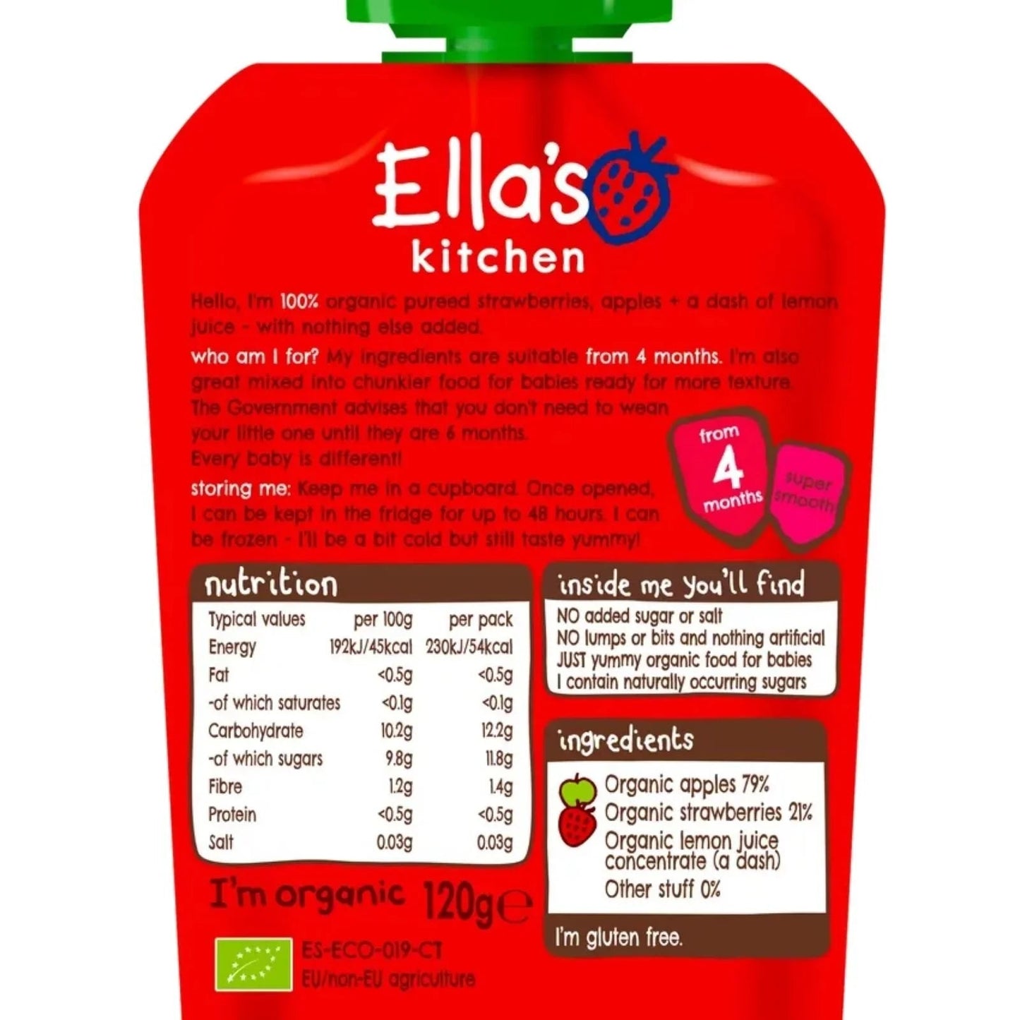 Ella's Kitchen Strawberries & Apples 4+ months 120g - mezetto ebebek ebebek