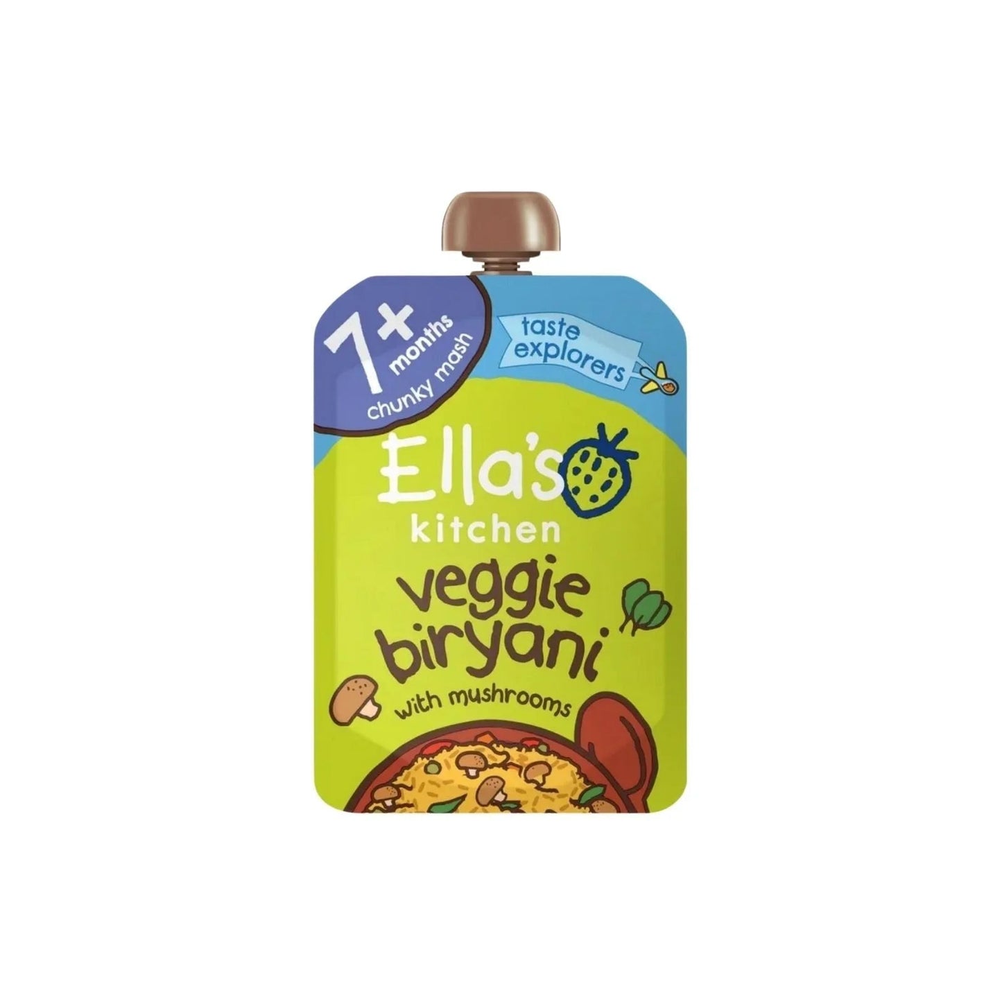 Ella's Kitchen Veggie Biryani with Mushrooms Baby Food Pouch 7+ months 130g - mezetto ebebek ebebek