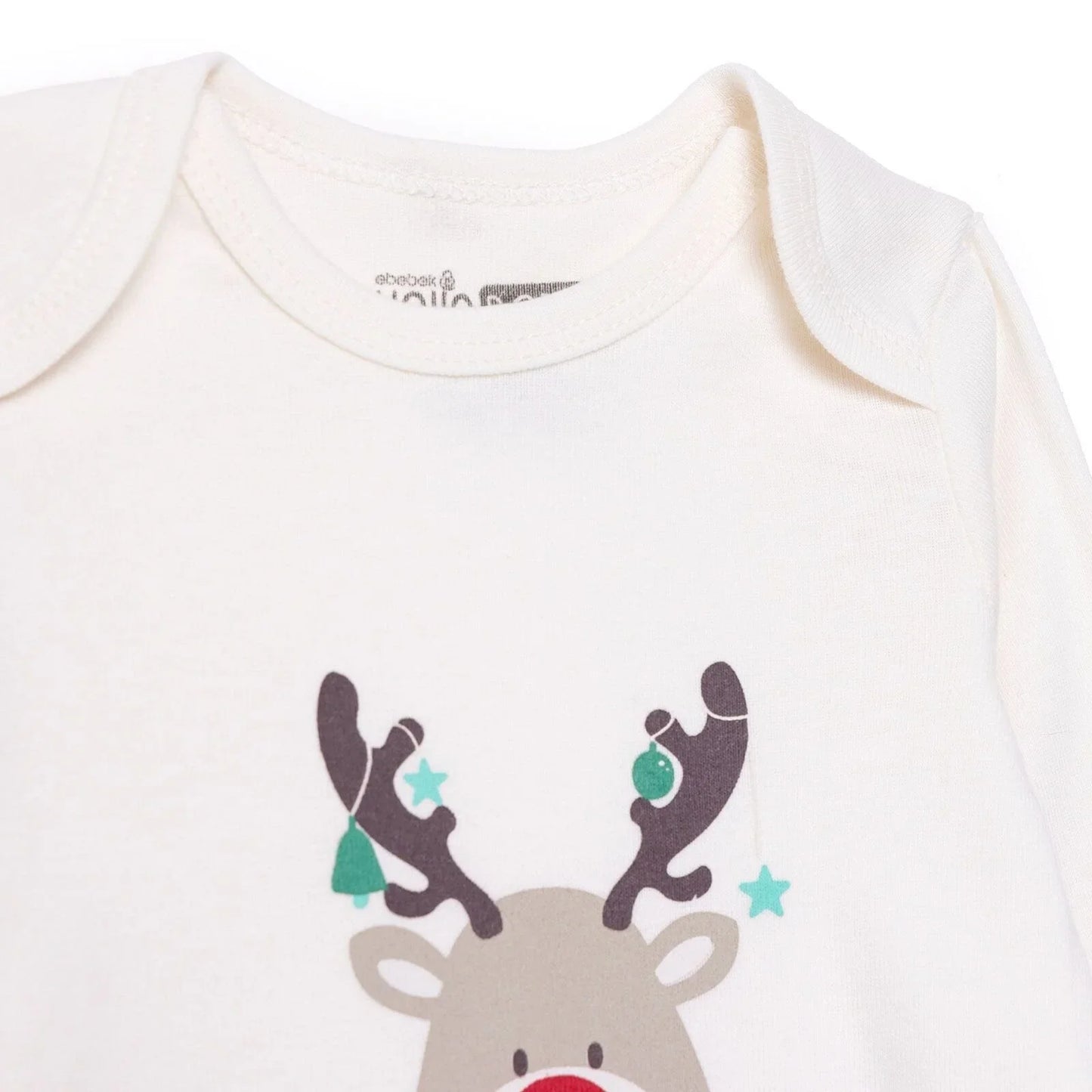HelloBaby Boys 2-Pack Long Sleeve Bodysuits Christmas Envelope Neck Long Sleeve - Ecru