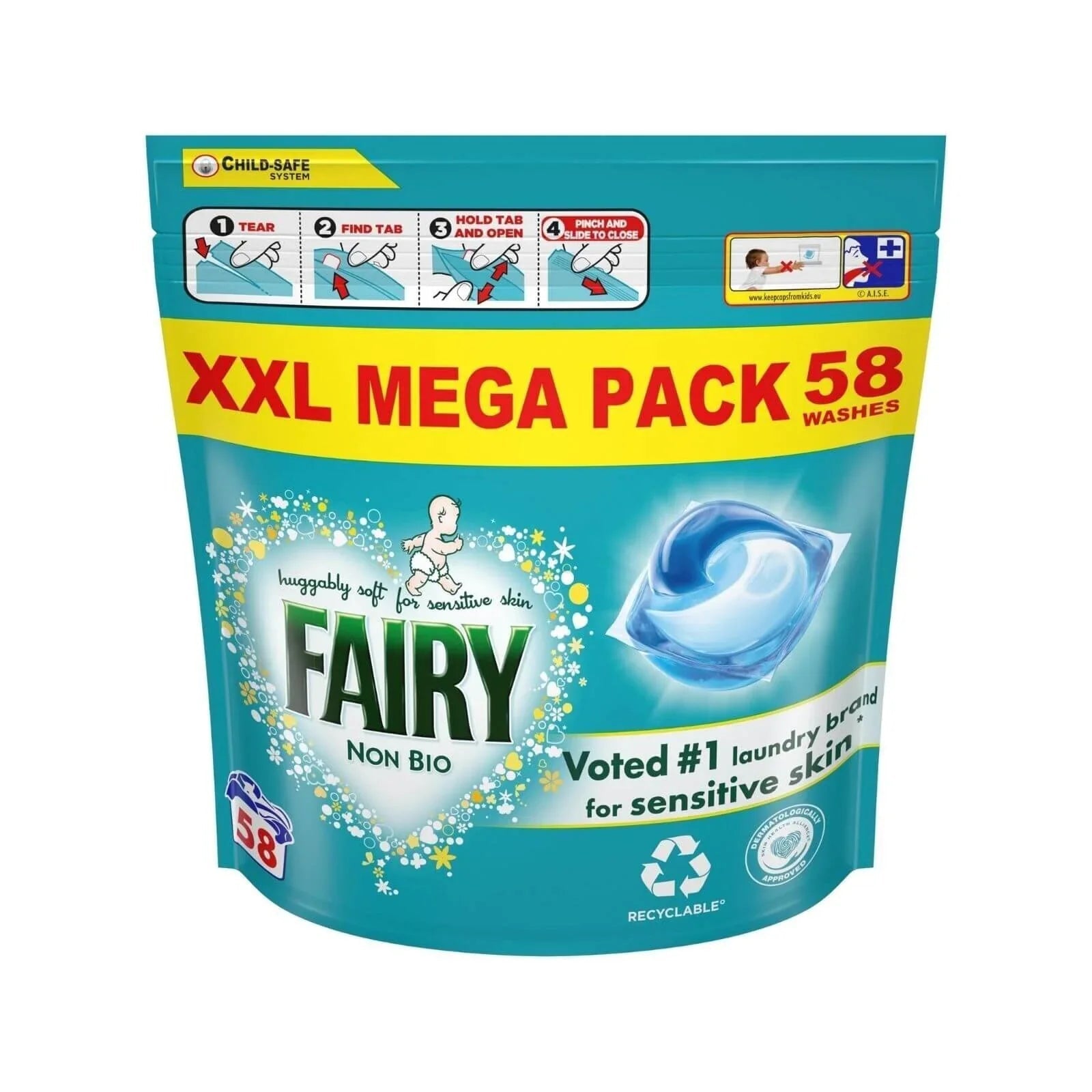 Fairy Non Bio Pods for Sensitive Skin 58 Tablets - mezetto ebebek ebebek