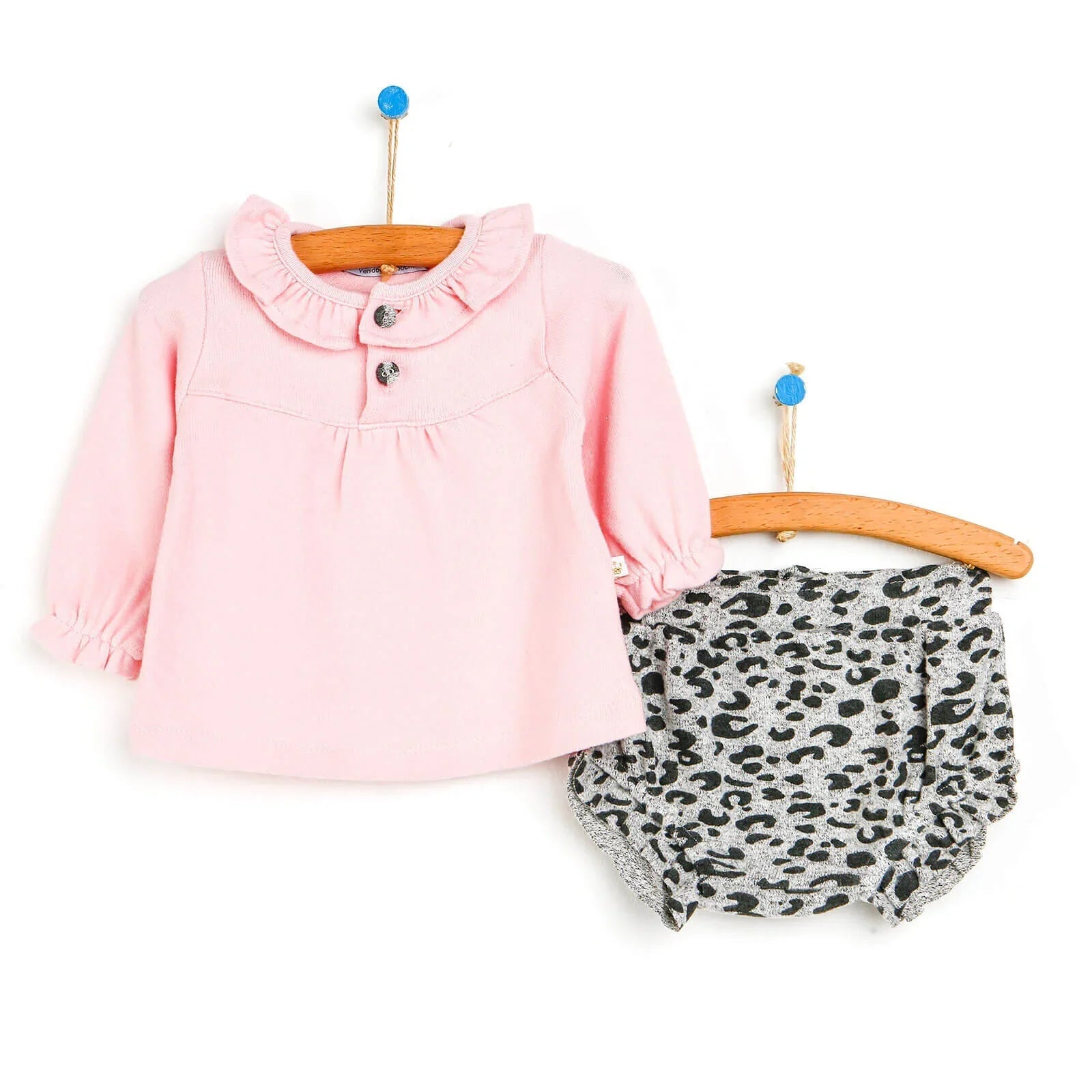 For My Baby Newborn Leopard Blouse - Short - Pink - mezetto ebebek ebebek