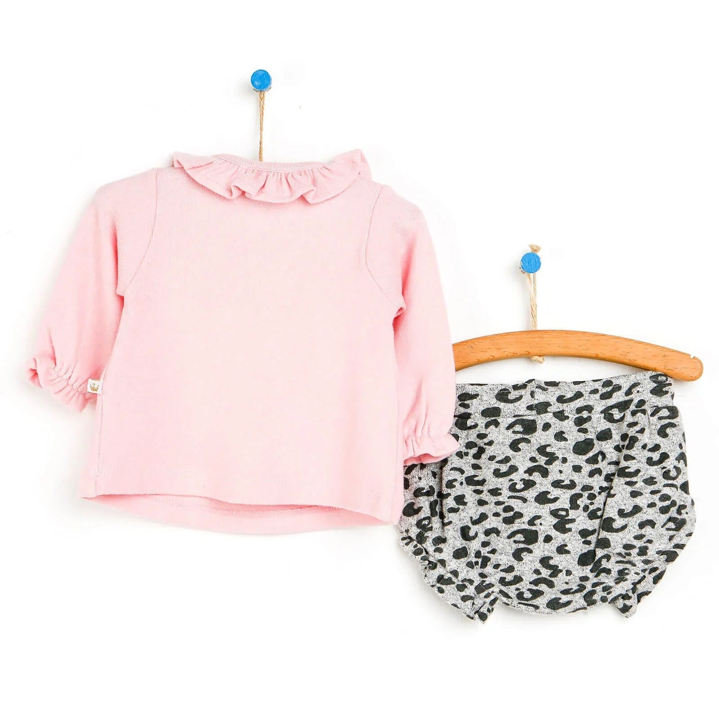 For My Baby Newborn Leopard Blouse - Short - Pink - mezetto ebebek ebebek