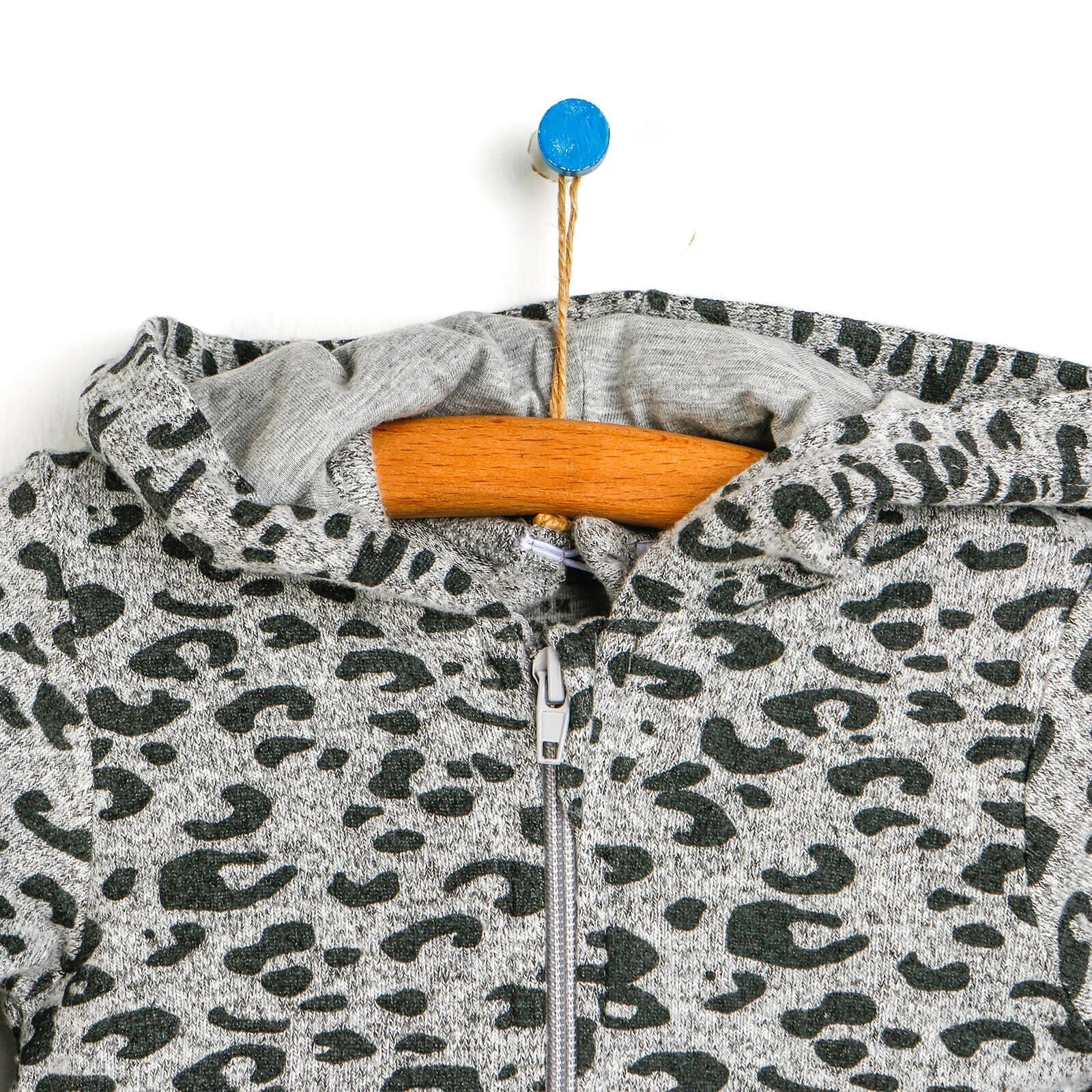 For My Baby Newborn Leopard Sweatshirt - Grey Melange - mezetto ebebek ebebek