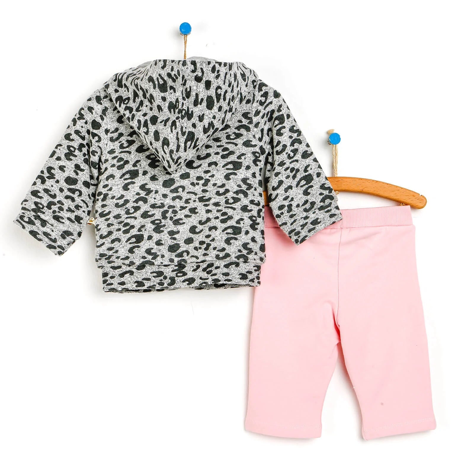 For My Baby Newborn Leopard Sweatshirt - Grey Melange - mezetto ebebek ebebek