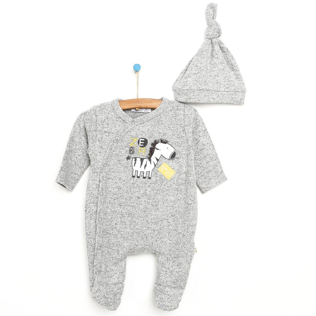 For My Baby Newborn Wild Footed Jumpsuit - Grey Melange - mezetto ebebek ebebek