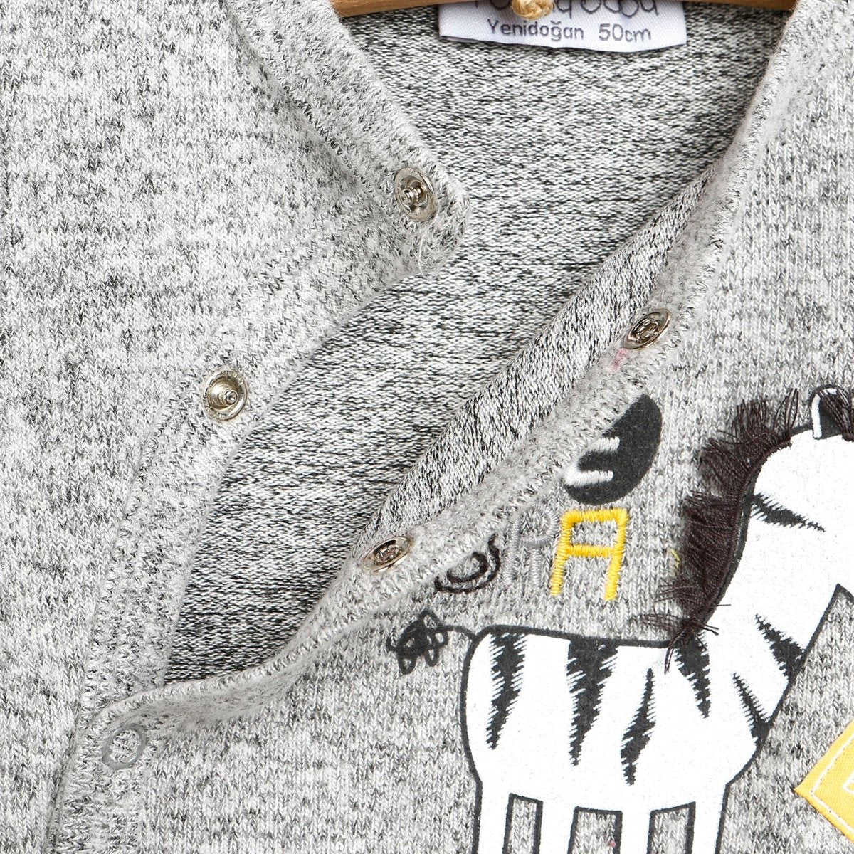 For My Baby Newborn Wild Footed Jumpsuit - Grey Melange - mezetto ebebek ebebek