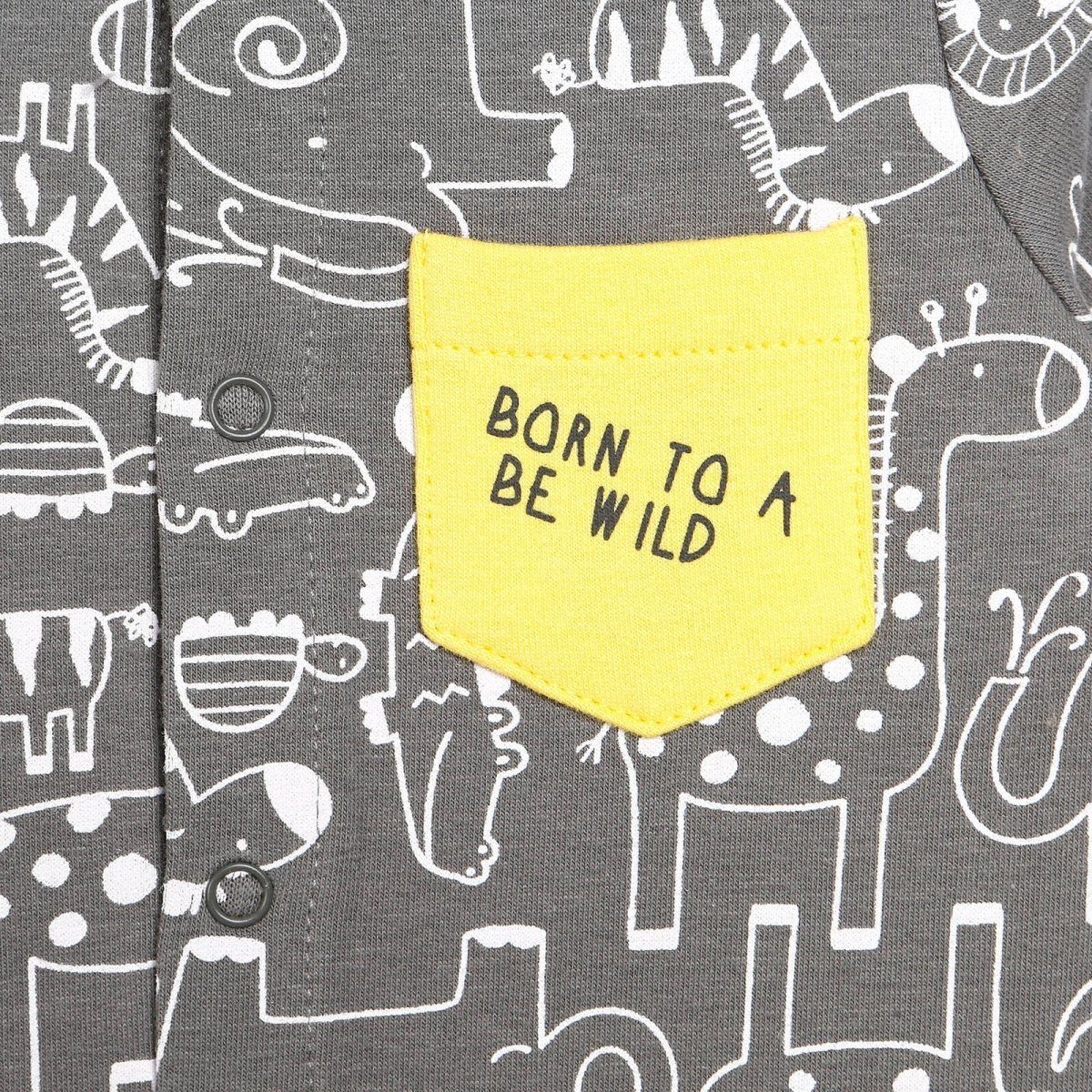 For My Baby Newborn Wild Jumpsuit - Dark Grey - mezetto ebebek ebebek