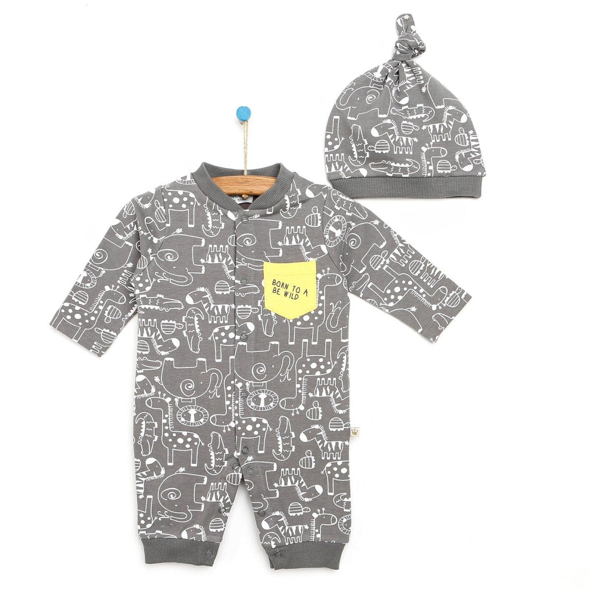 For My Baby Newborn Wild Jumpsuit - Dark Grey - mezetto ebebek ebebek