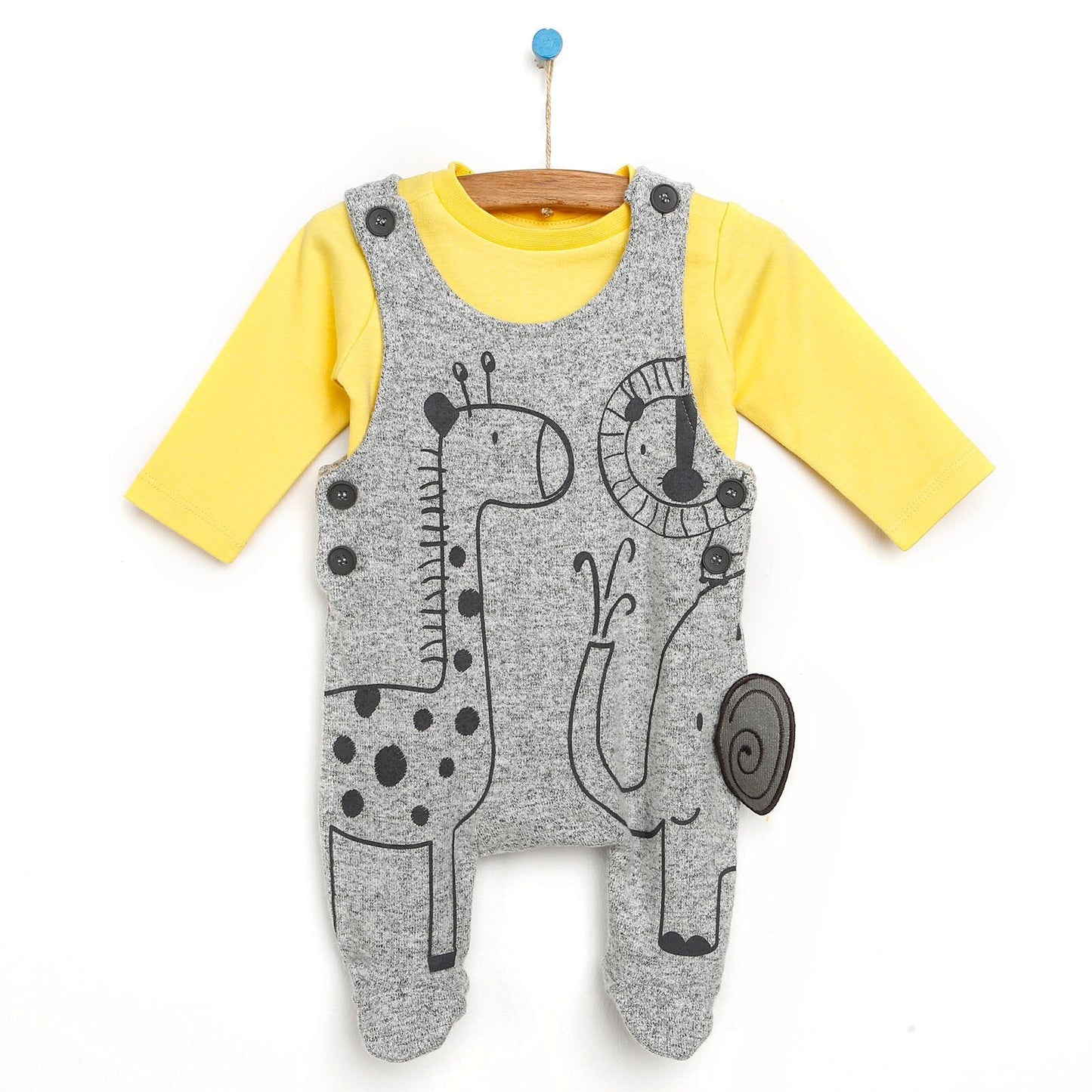 For My Baby Newborn Wild Overalls - Sweatshirt - Grey Melange - mezetto ebebek ebebek