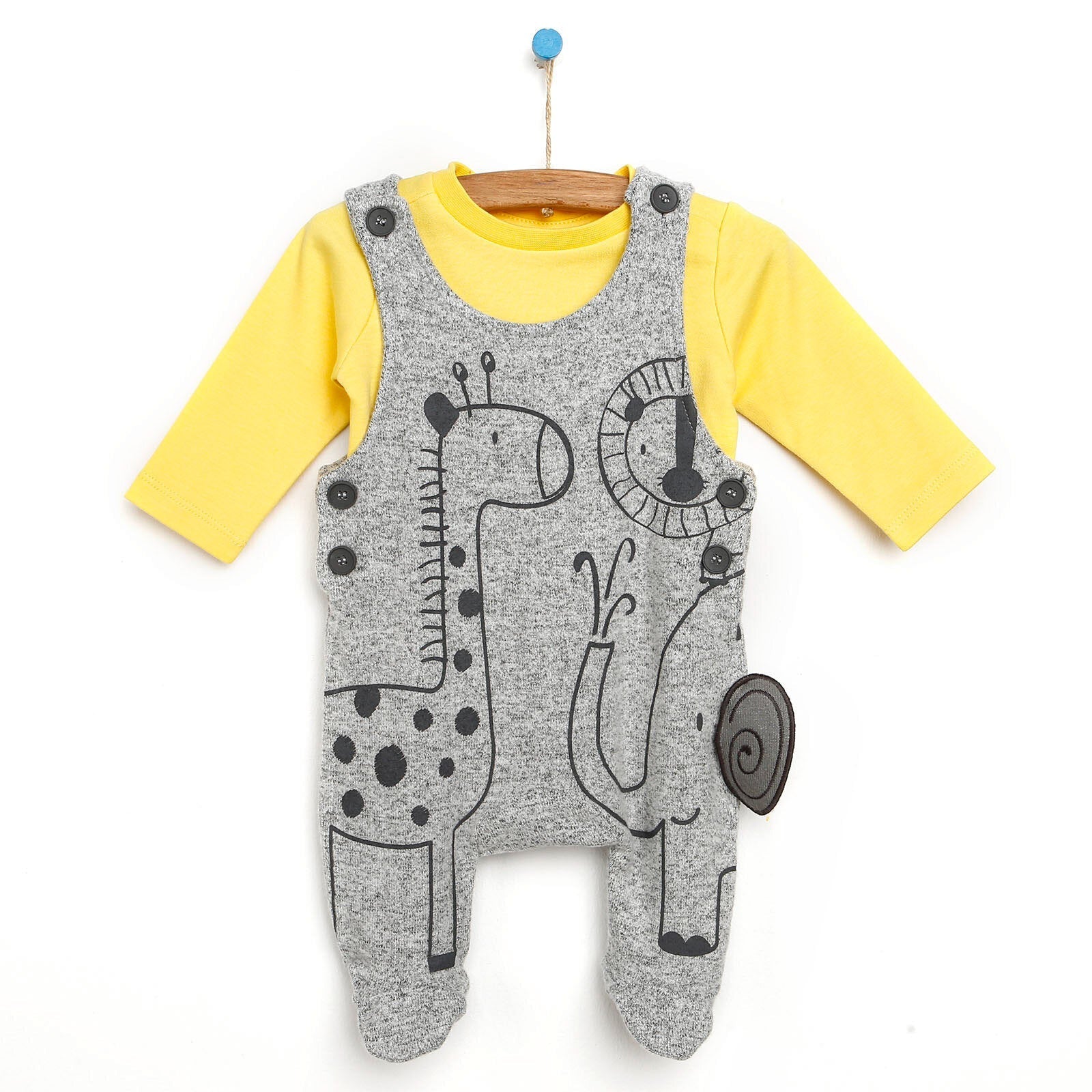 For My Baby Newborn Wild Overalls - Sweatshirt - Grey Melange - mezetto ebebek ebebek