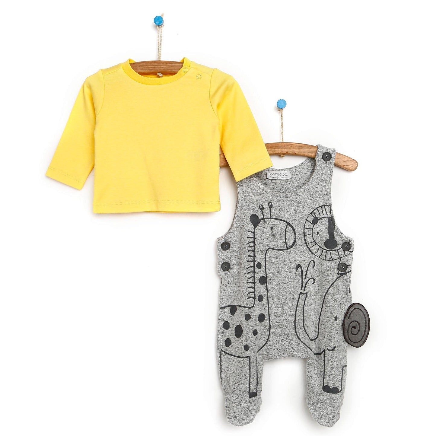 For My Baby Newborn Wild Overalls - Sweatshirt - Grey Melange - mezetto ebebek ebebek