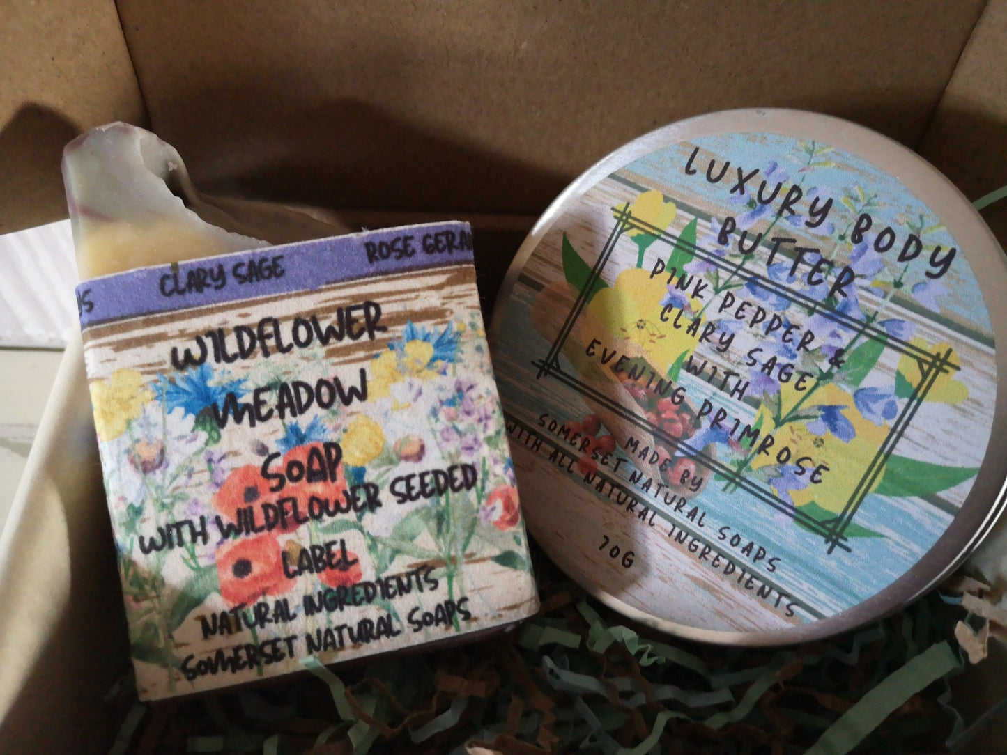 Gift set Luxury Body Butter Clary Sage & Pink Pepper & Wildflower Meadow Vegan Soap - mezetto Shopify Collective Somerset Natural Soaps
