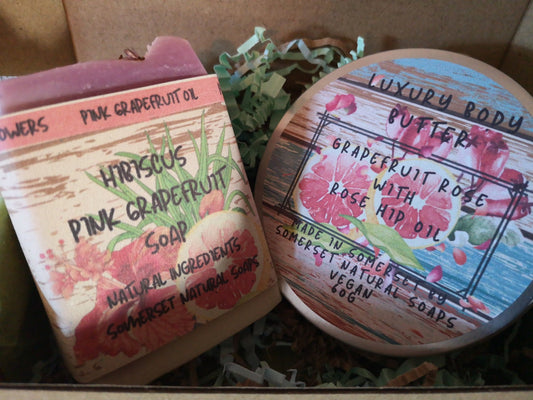 Gift set Luxury Body Butter Grapefruit Rose & Luxury Soap Hibiscus Pink Grapefruit - mezetto Shopify Collective Somerset Natural Soaps