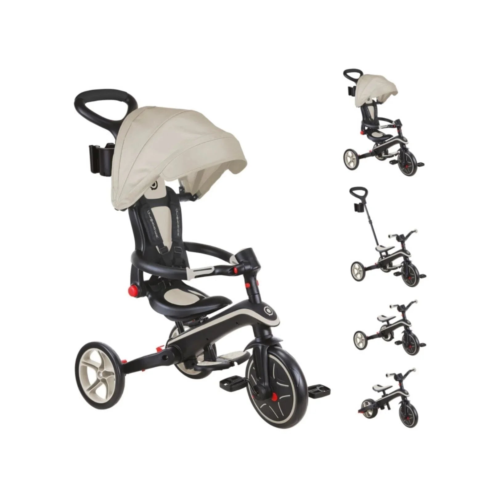 Globber Explorer Trike 4 - in - 1 Foldable - Taupe - mezetto ebebek ebebek