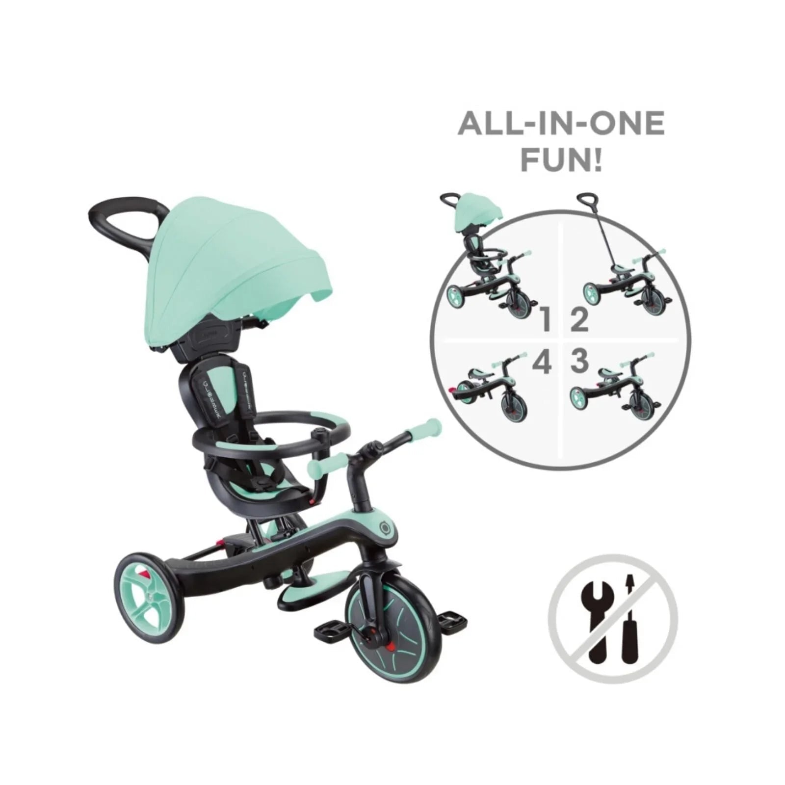 Globber Explorer Trike 4 in 1 - Mint - mezetto ebebek ebebek