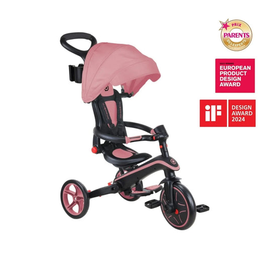 Globber Explorer Trike Foldable 4 in 1 - Deep Pastel Pink - mezetto ebebek ebebek