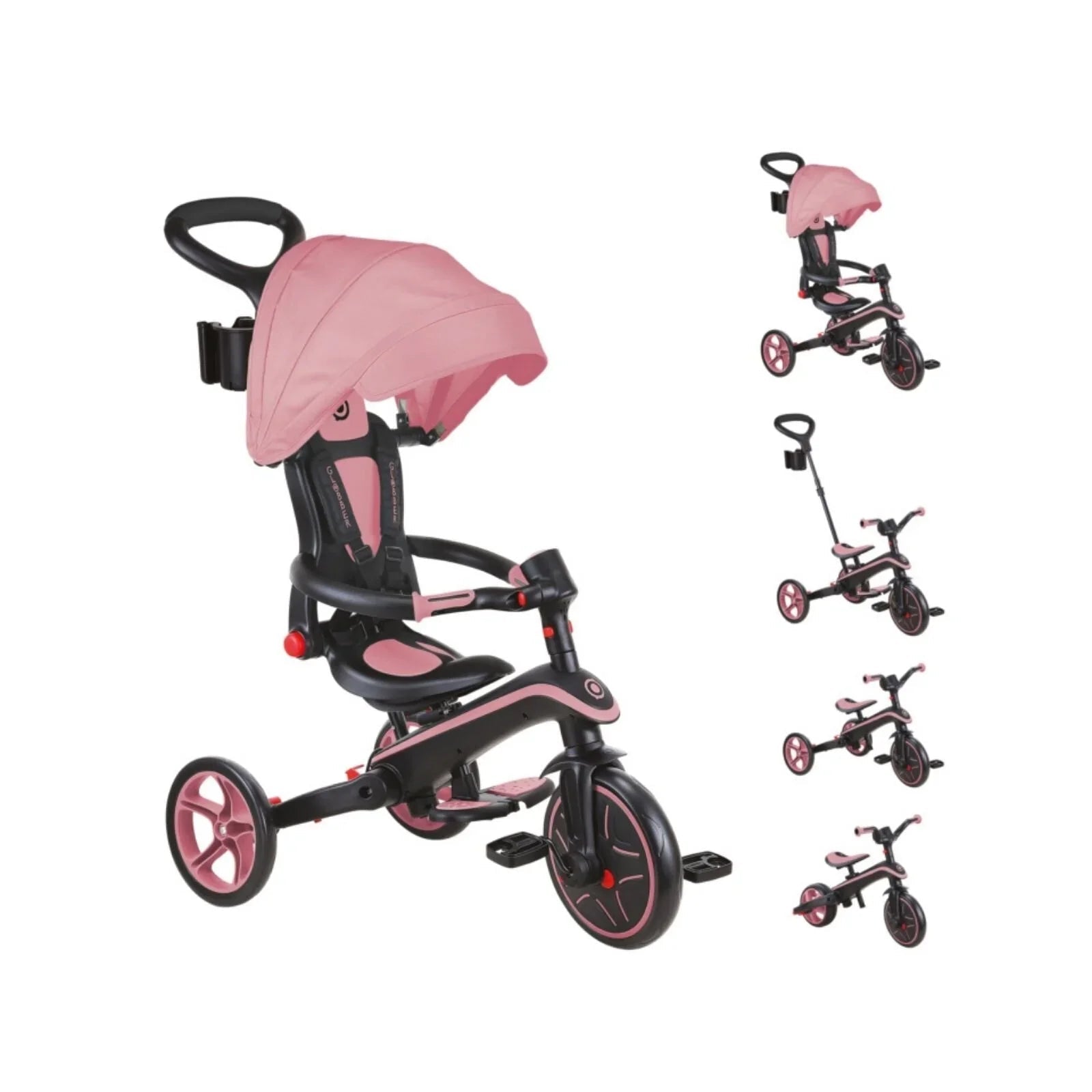 Globber Explorer Trike Foldable 4 in 1 - Deep Pastel Pink - mezetto ebebek ebebek