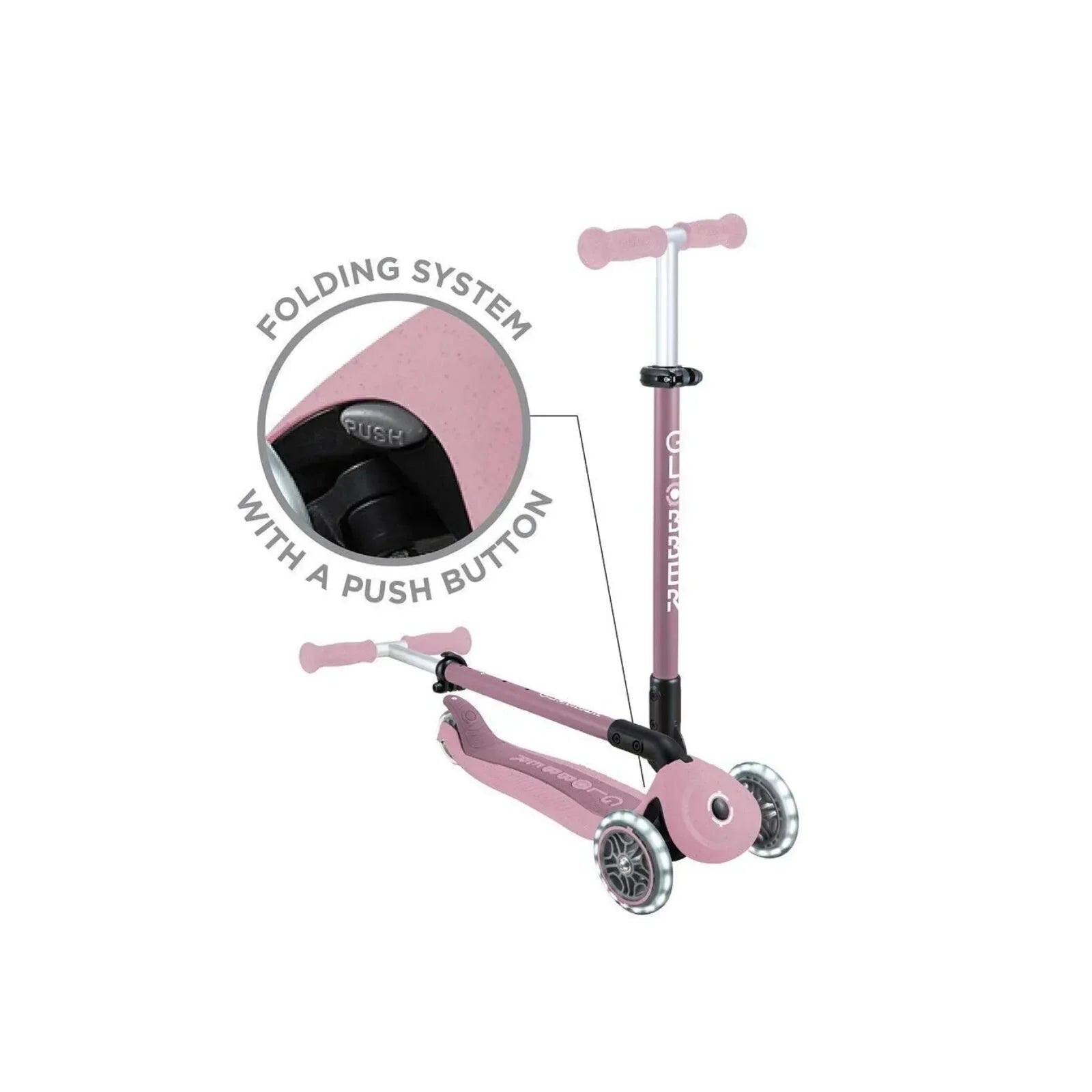 Globber Go Up Active Lights Eco Scooter - Berry - mezetto ebebek ebebek