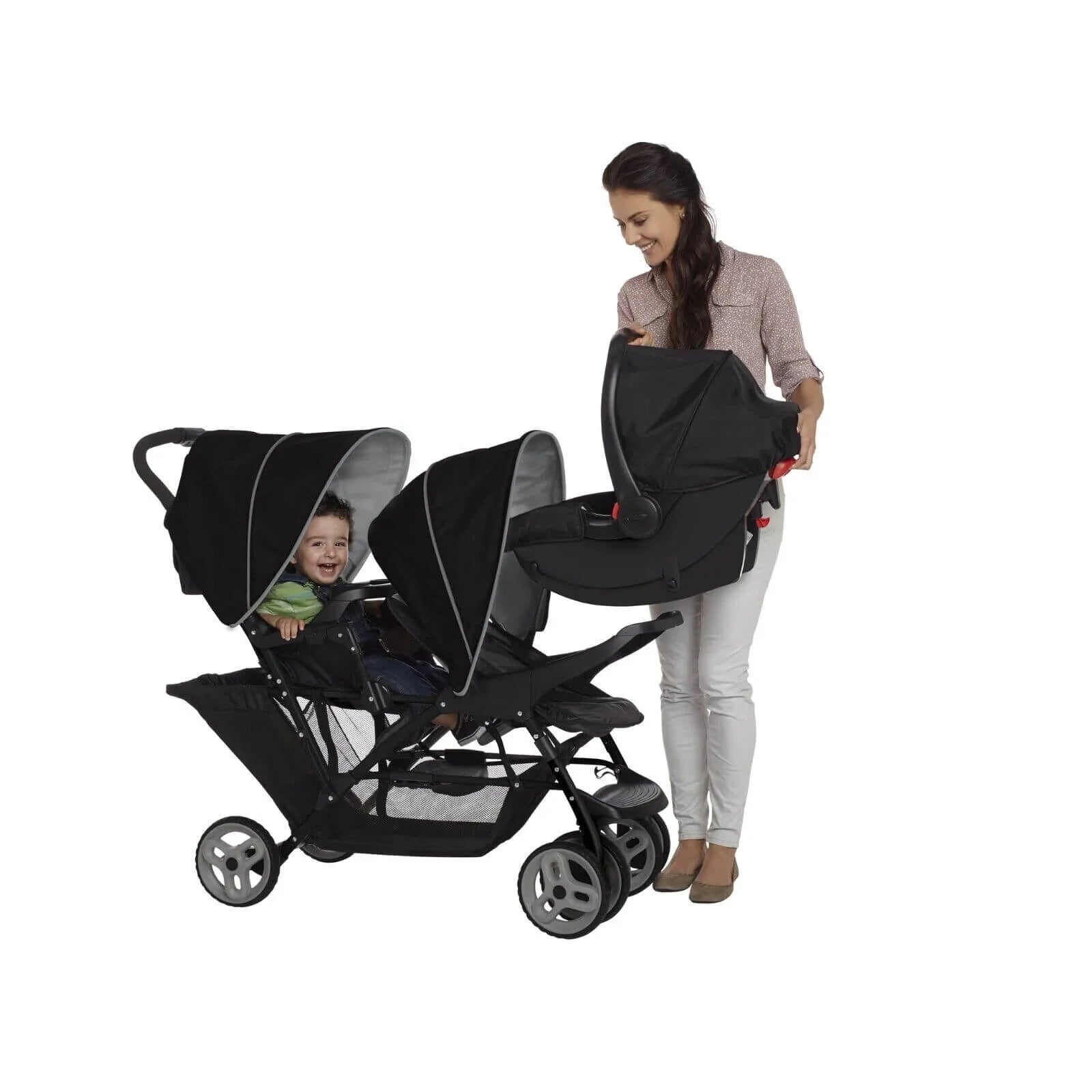 Graco Stadium Duo Tandem Stroller - Black/Grey - mezetto ebebek ebebek