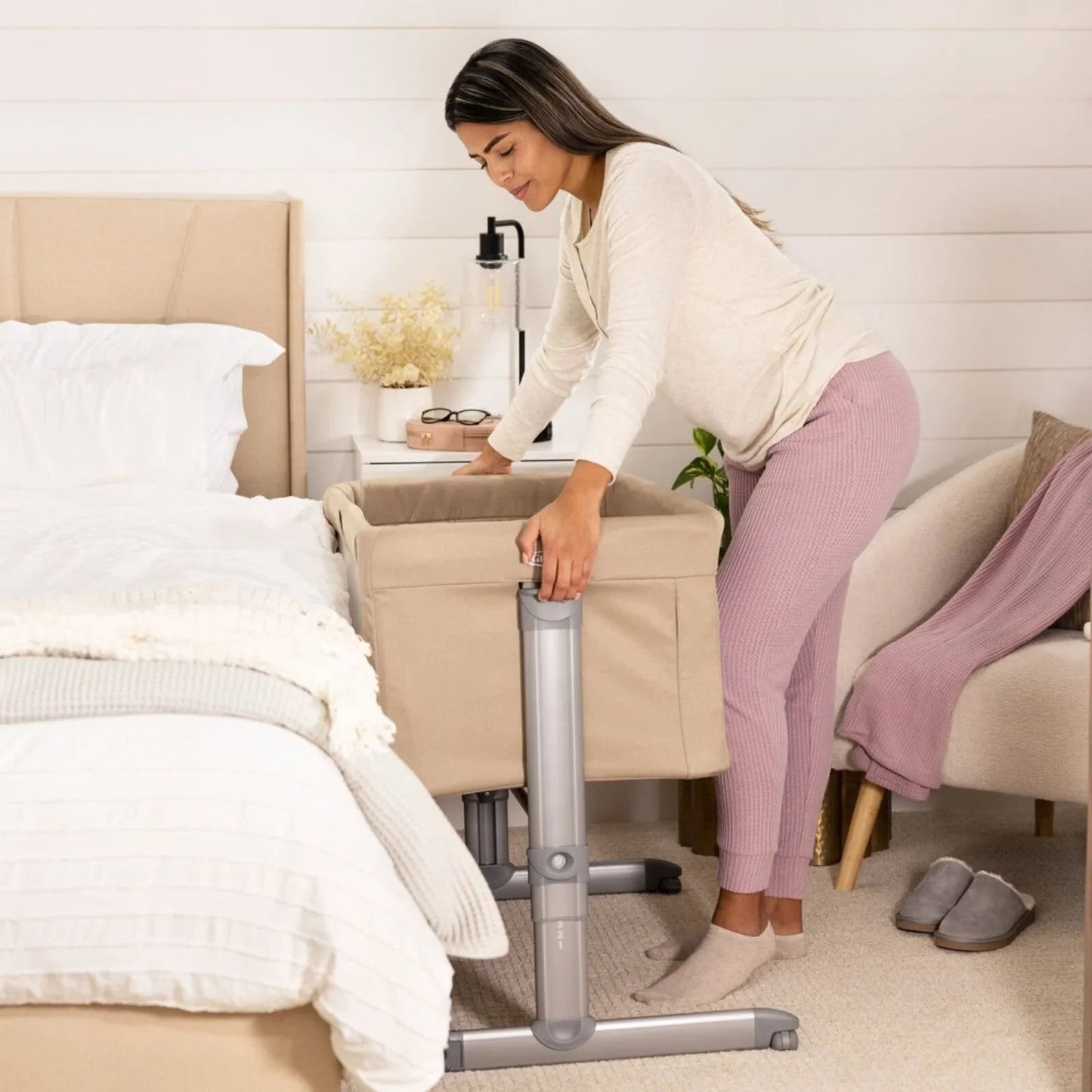 Graco Sweet2Sleep Bedside Crib - Oatmeal - mezetto ebebek ebebek