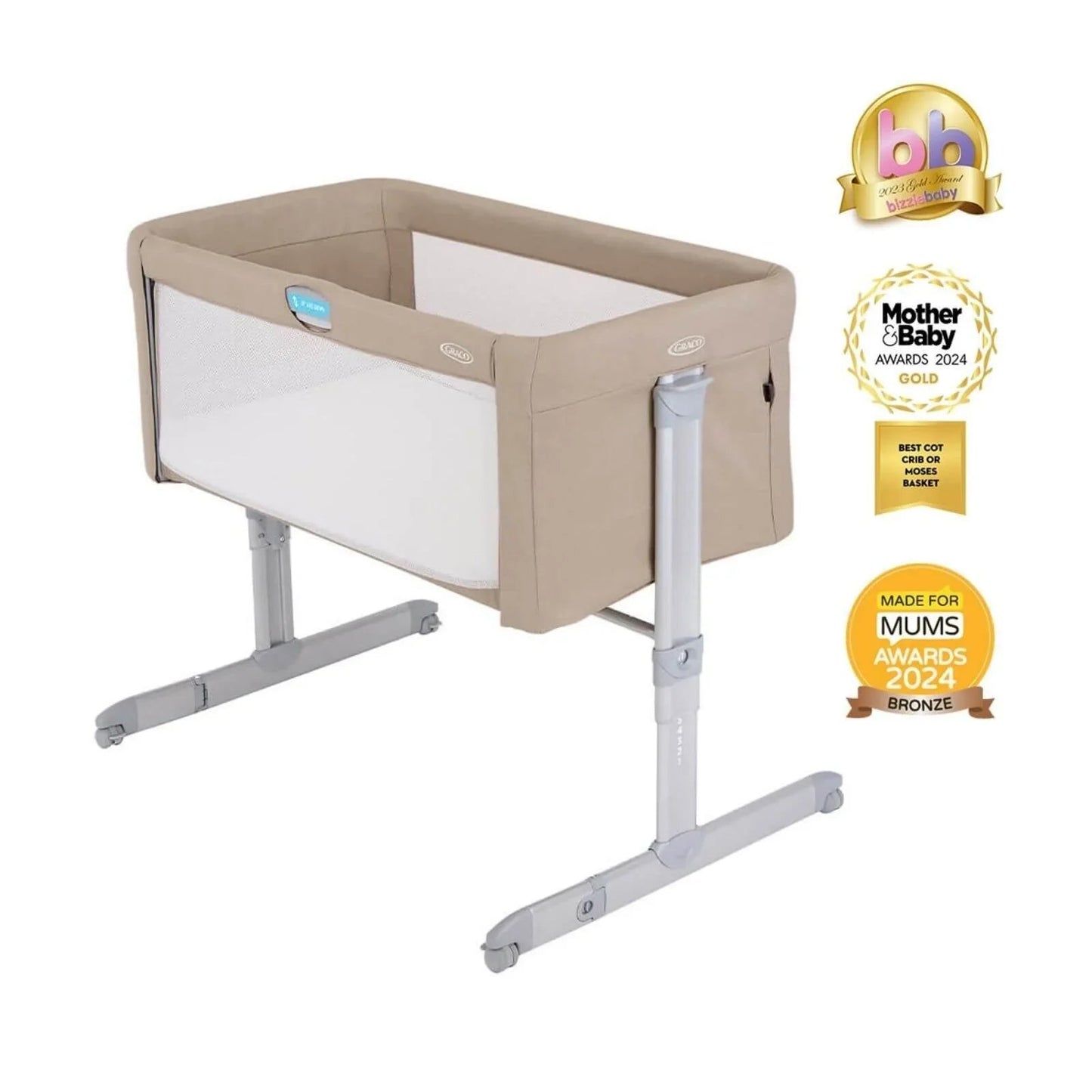 Graco Sweet2Sleep Bedside Crib - Oatmeal - mezetto ebebek ebebek