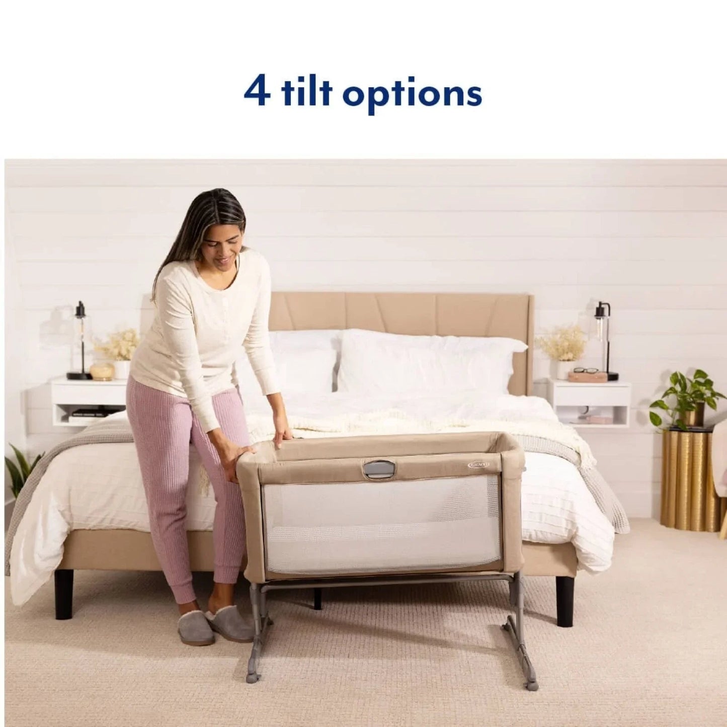 Graco Sweet2Sleep Bedside Crib - Oatmeal - mezetto ebebek ebebek