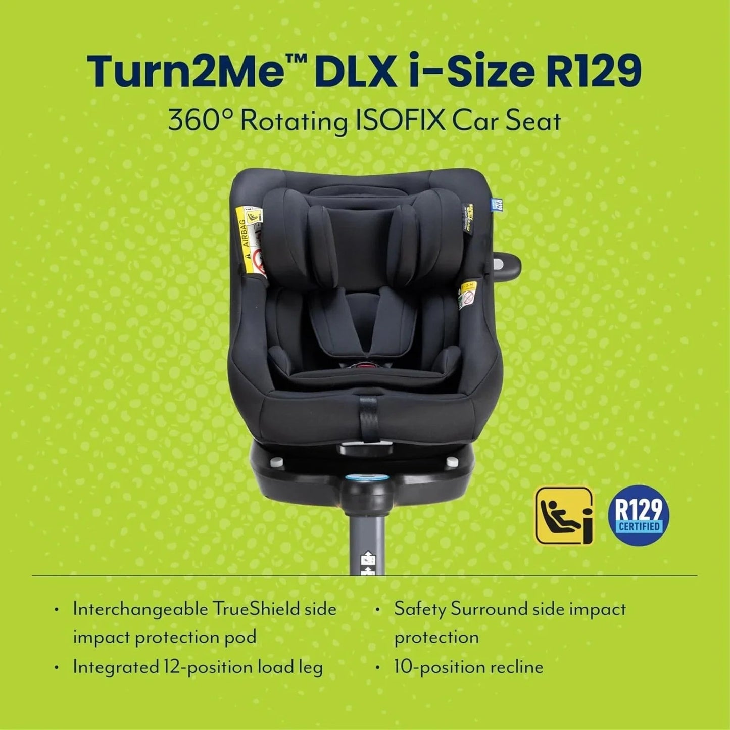 Graco Turn2Me DLX i - Size R129 Car Seat - Midnight - mezetto ebebek ebebek